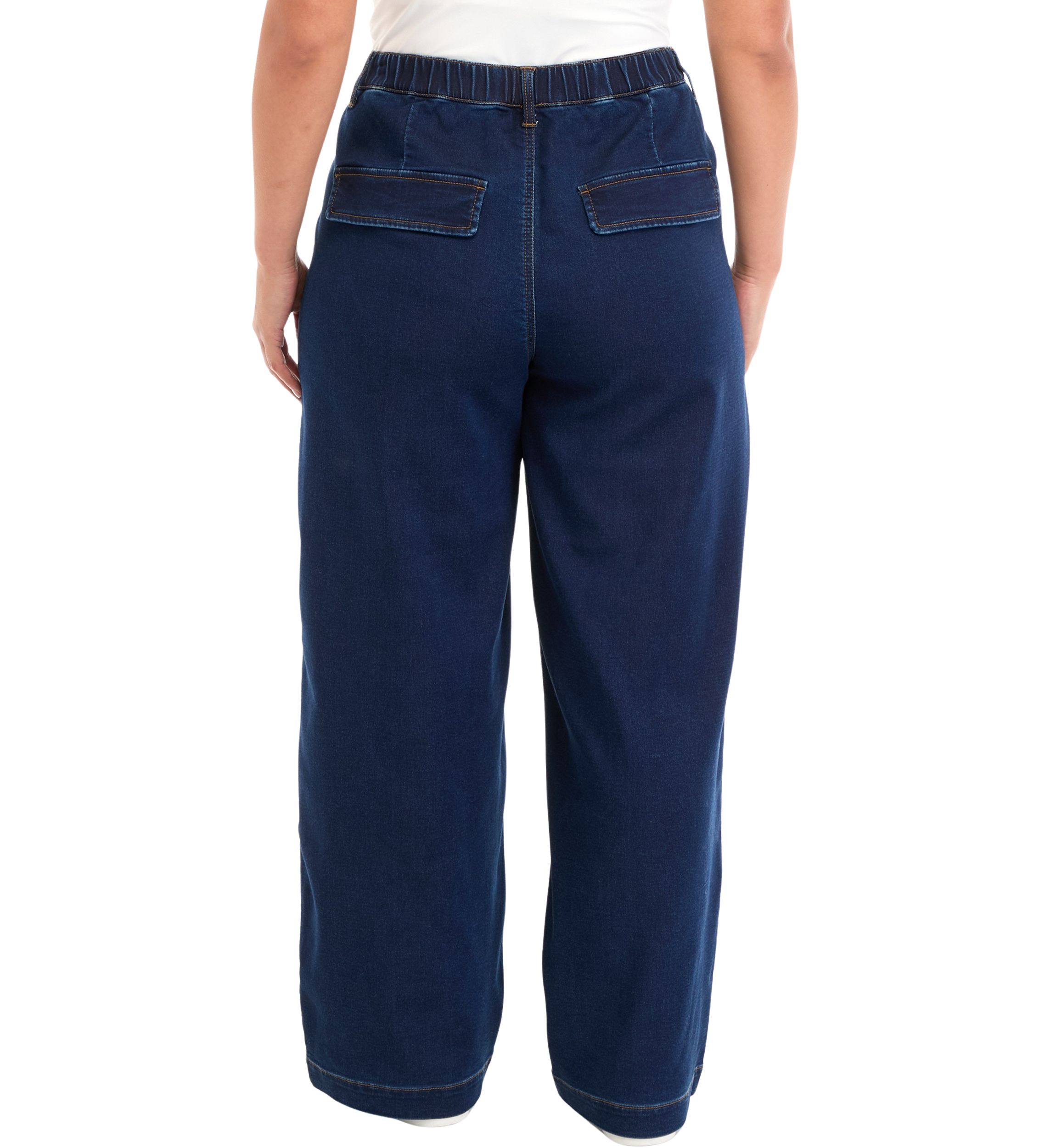 Plus Size Knit Denim Elastic Wide Leg Pants