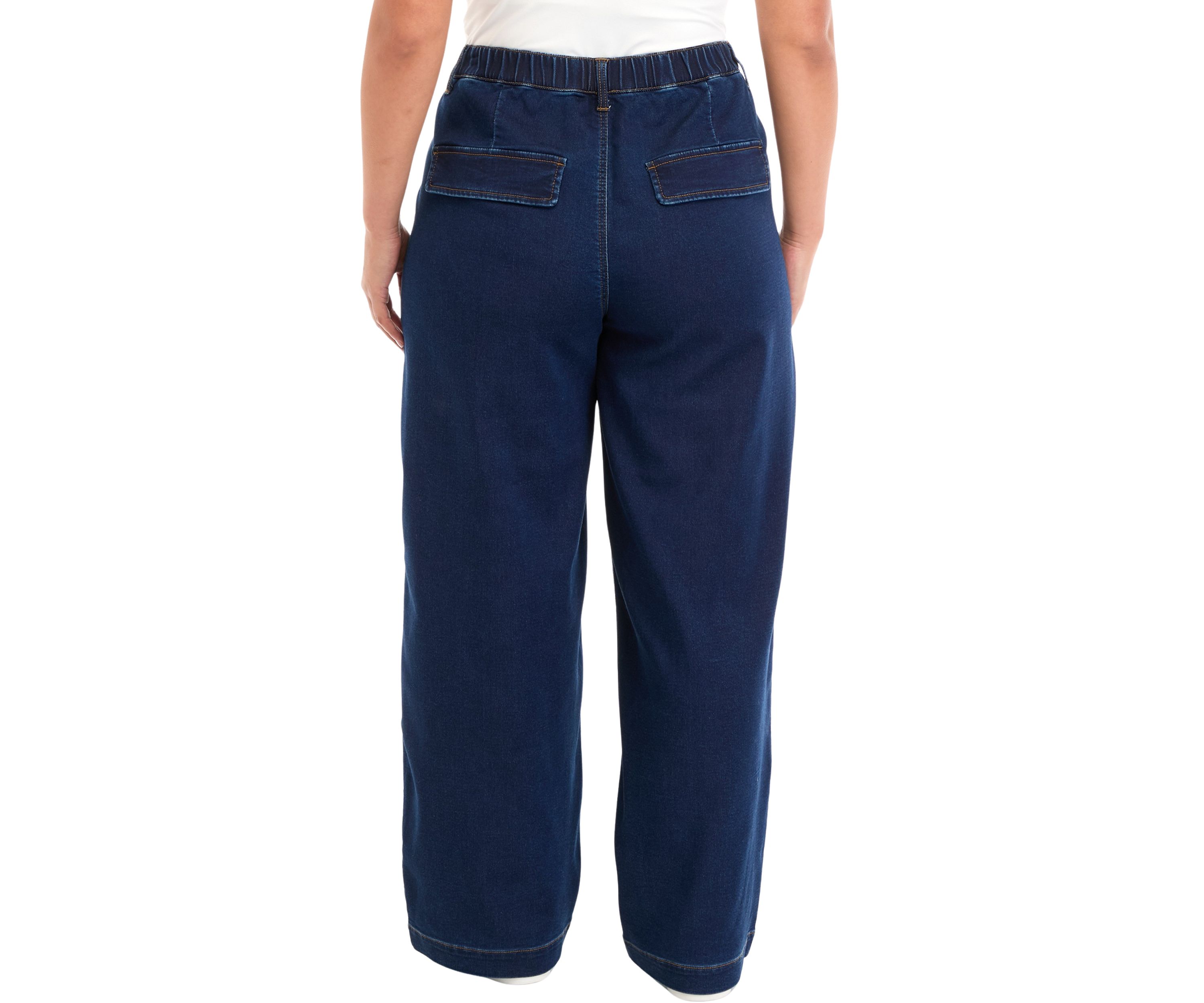 Plus Size Knit Denim Elastic Wide Leg Pants