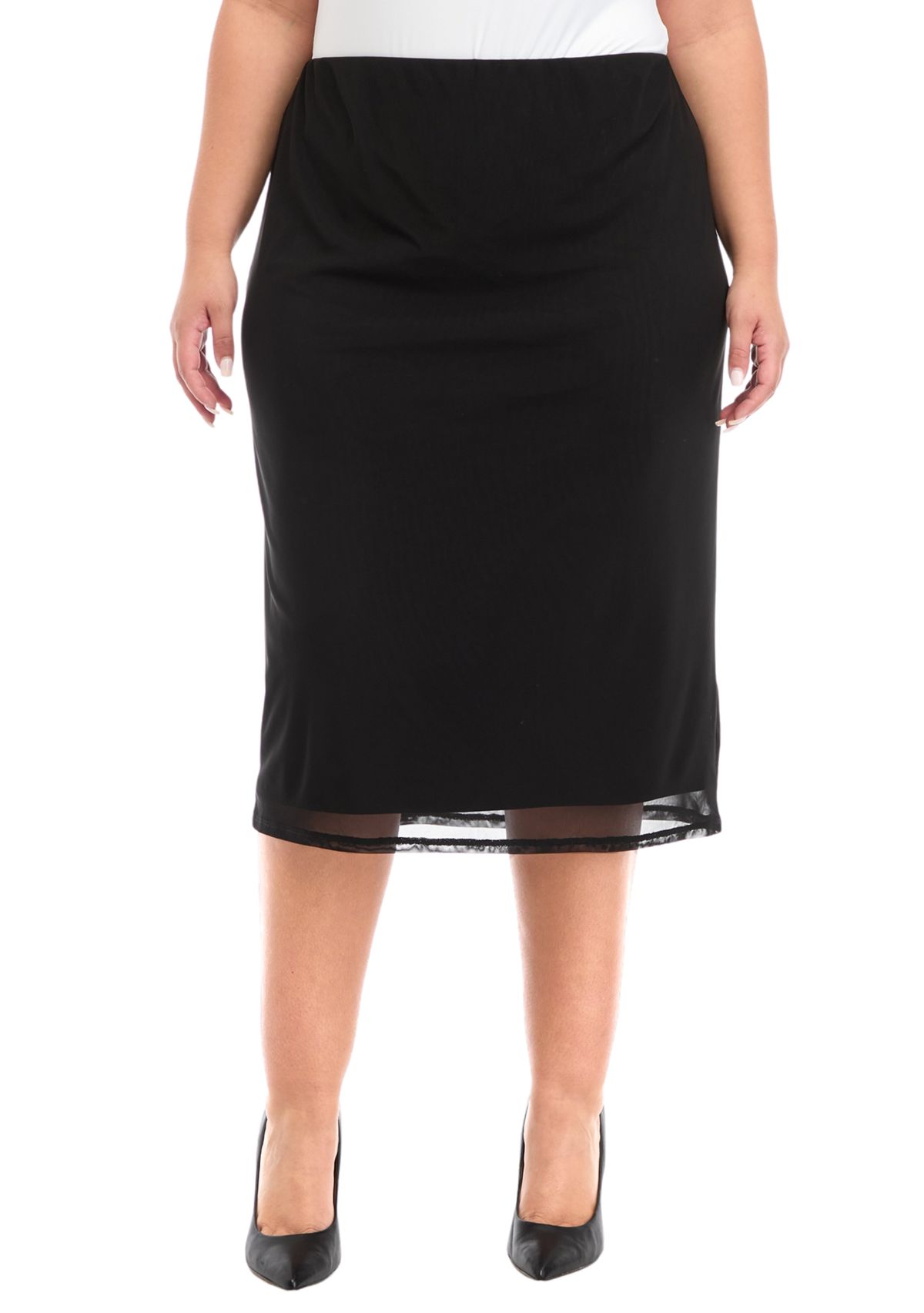 Plus Size Mesh Midi Skirt 