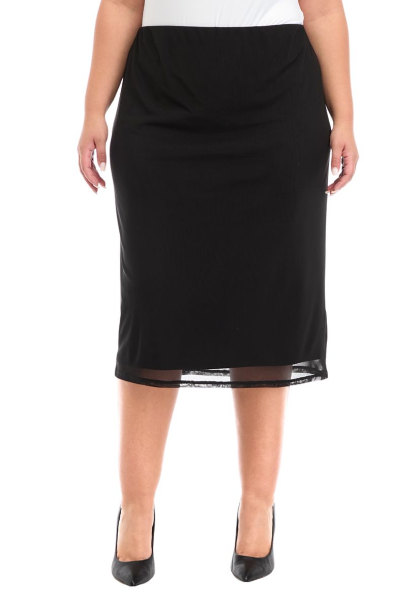 Plus Size Mesh Midi Skirt 