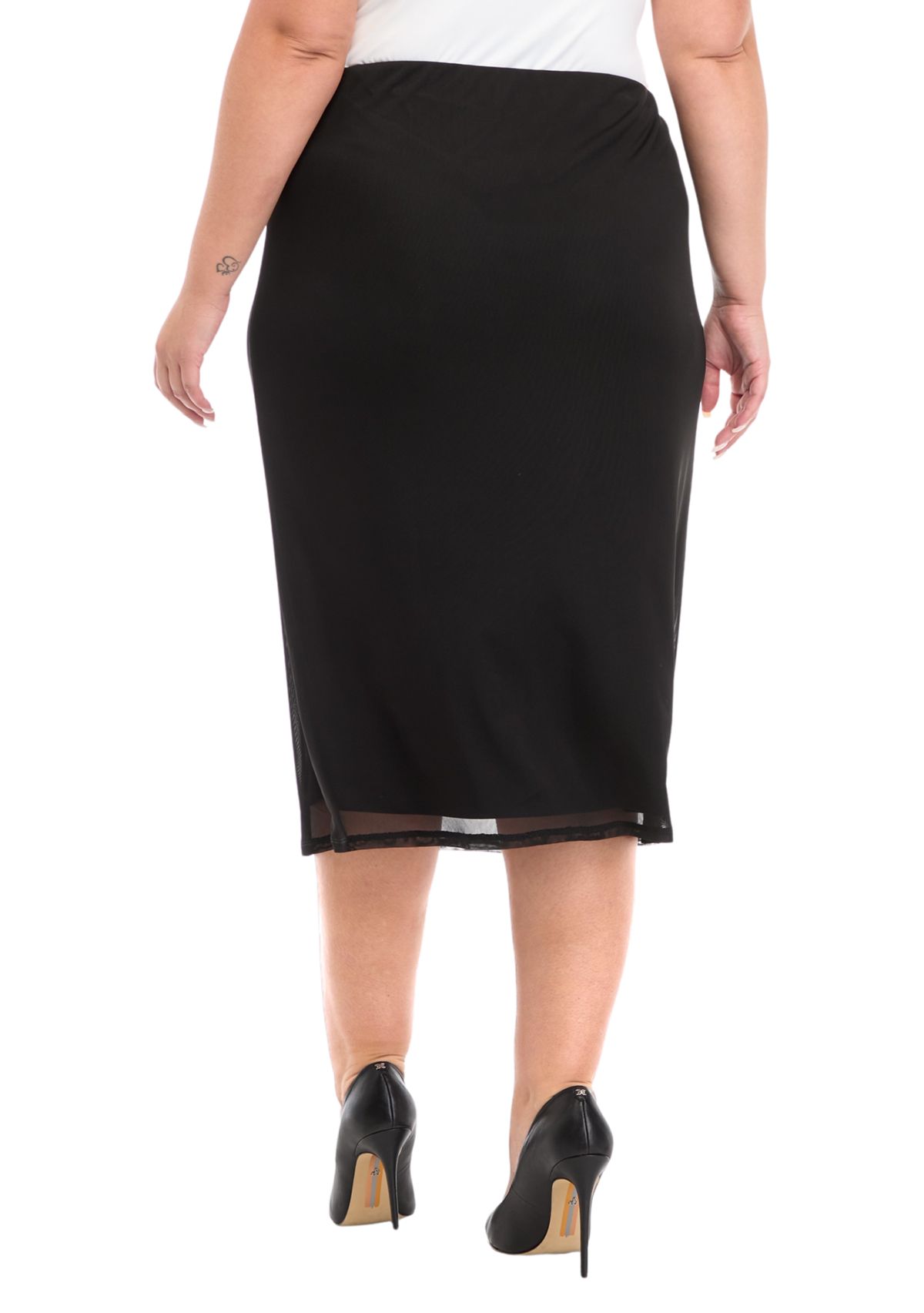 Plus Size Mesh Midi Skirt 