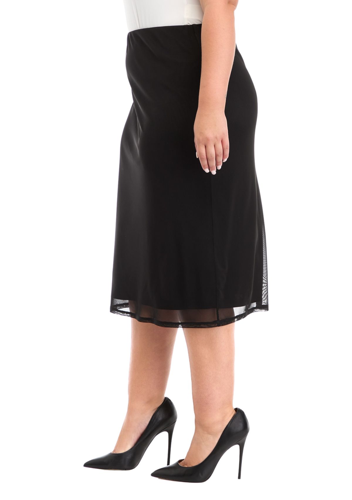 Plus Size Mesh Midi Skirt 