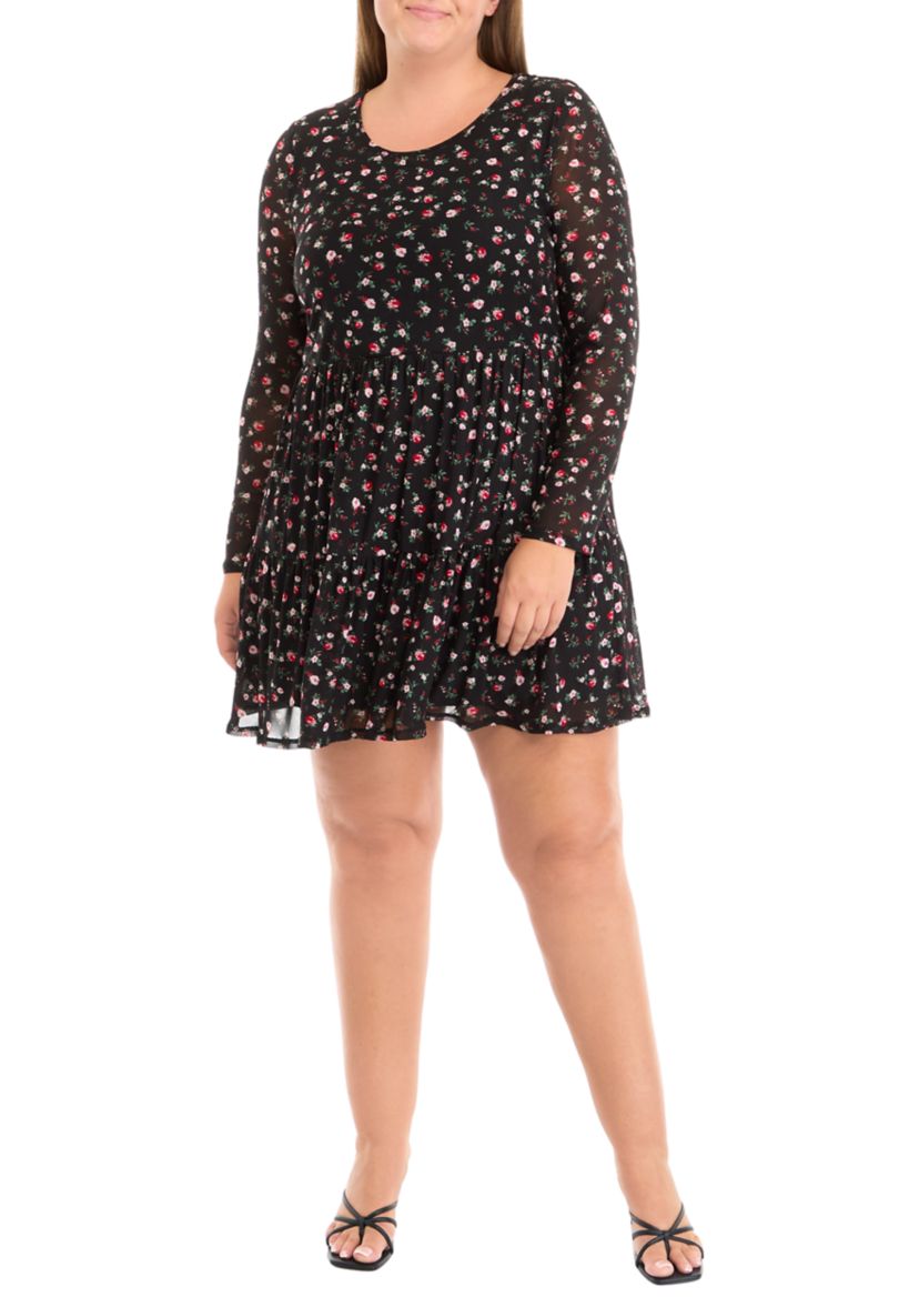 Plus Size Tiered Mesh Dress