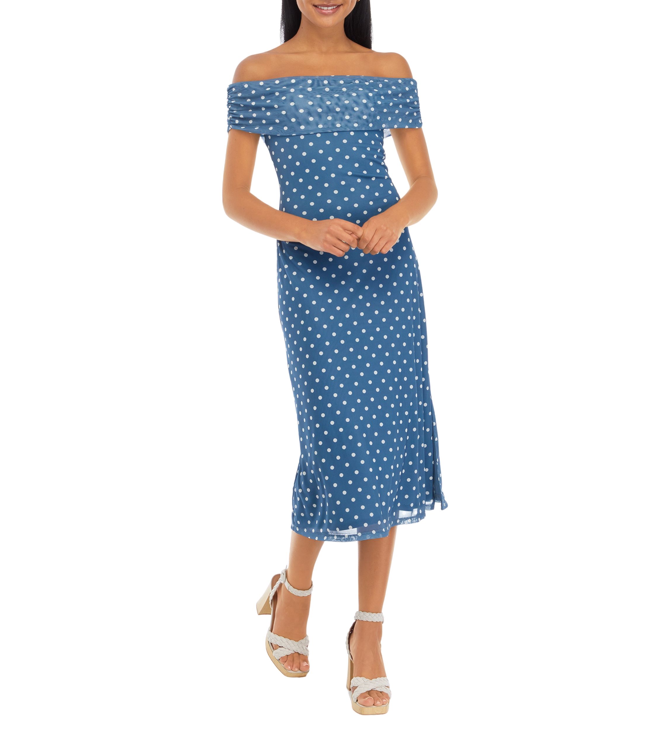 Juniors Off the Shoulder Printed Dress