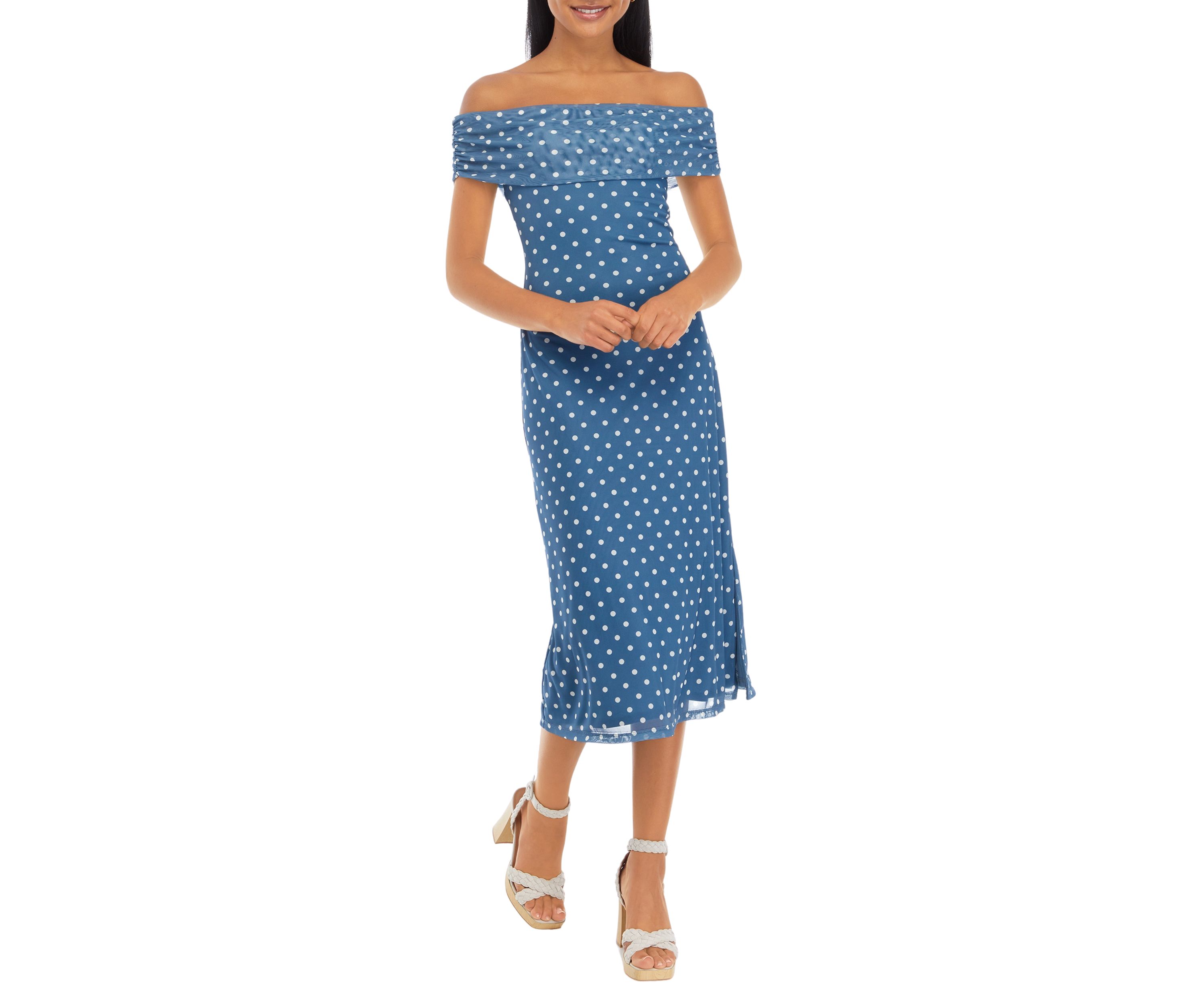 Juniors Off the Shoulder Printed Dress