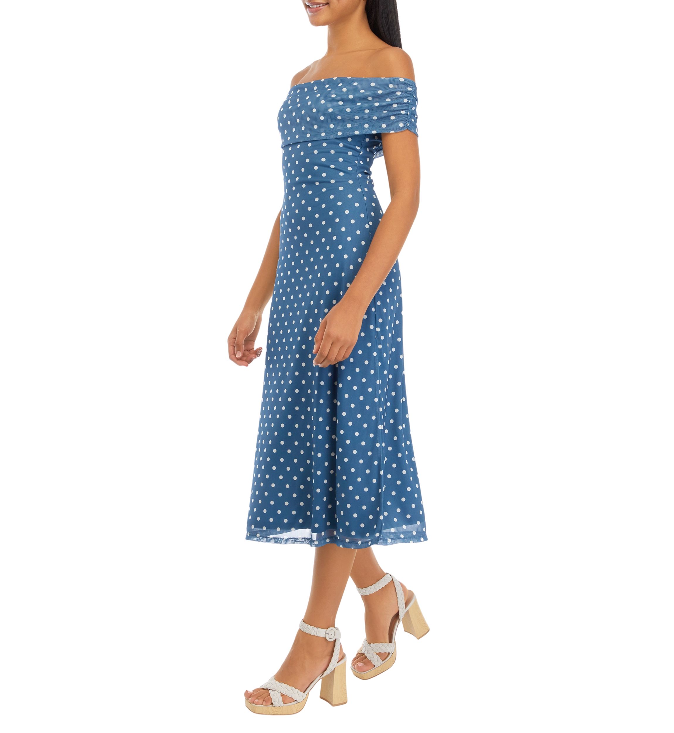 Juniors Off the Shoulder Printed Dress