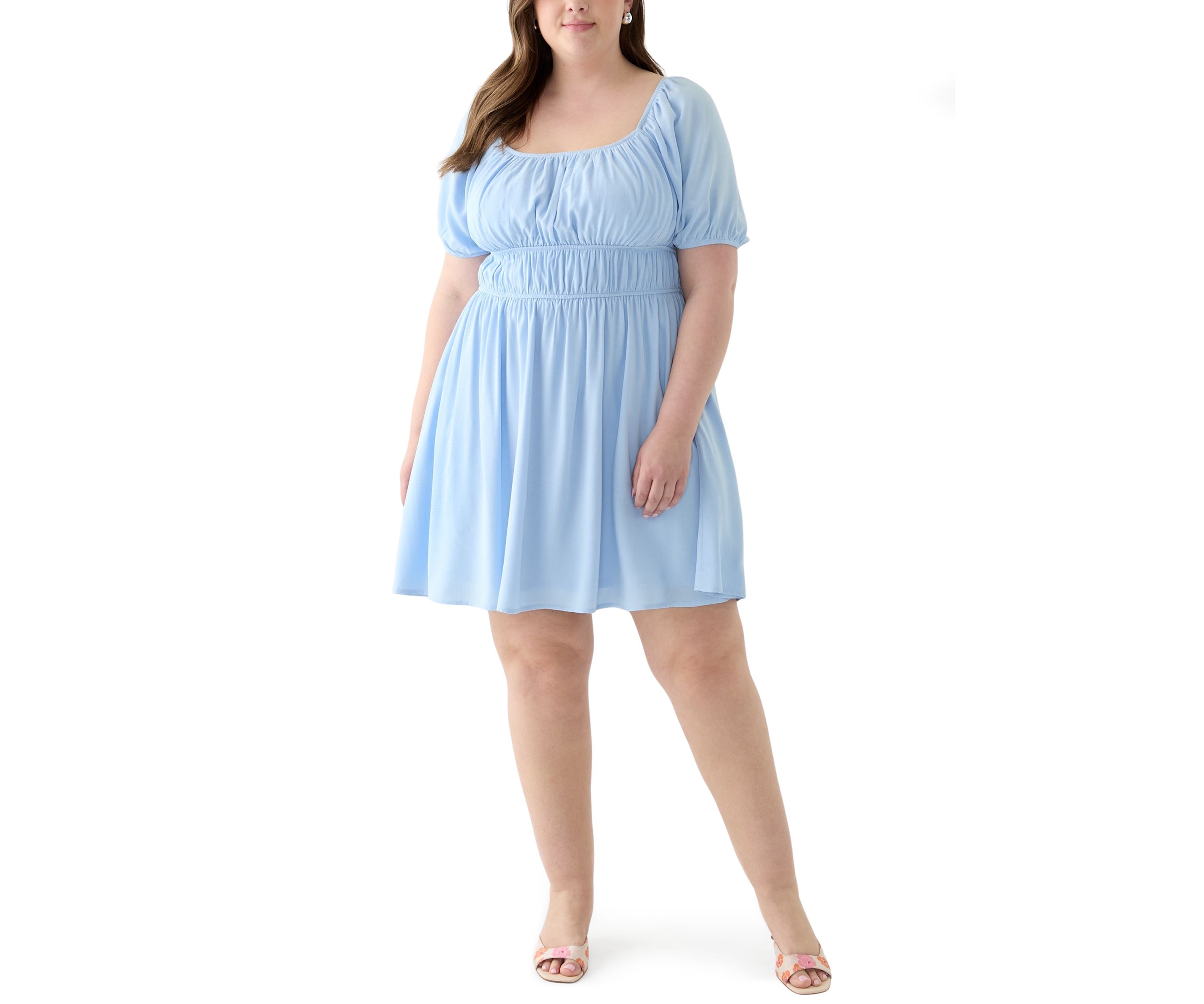 Plus Size Puff Sleeve Textured Dress
