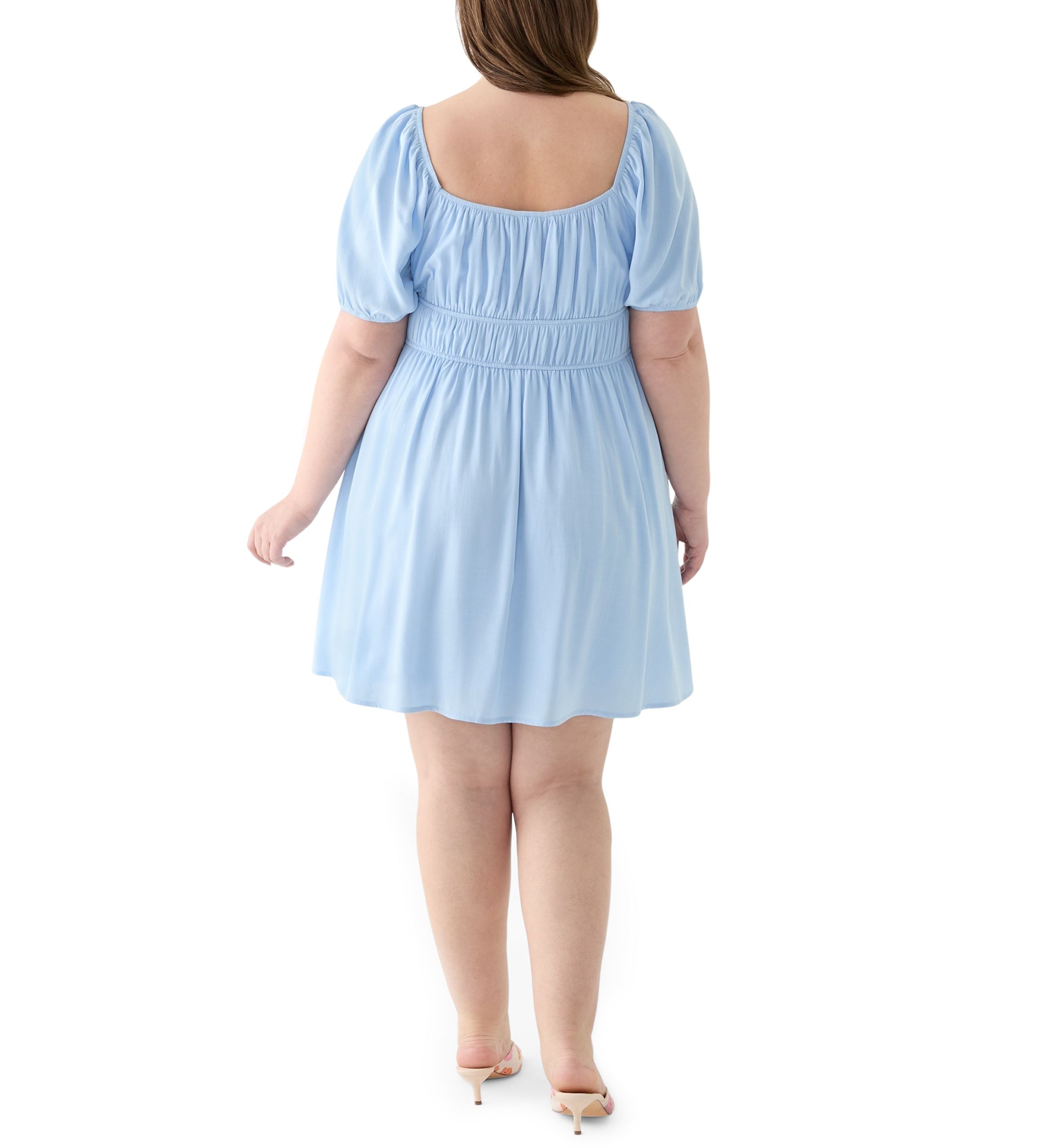 Plus Size Puff Sleeve Textured Dress