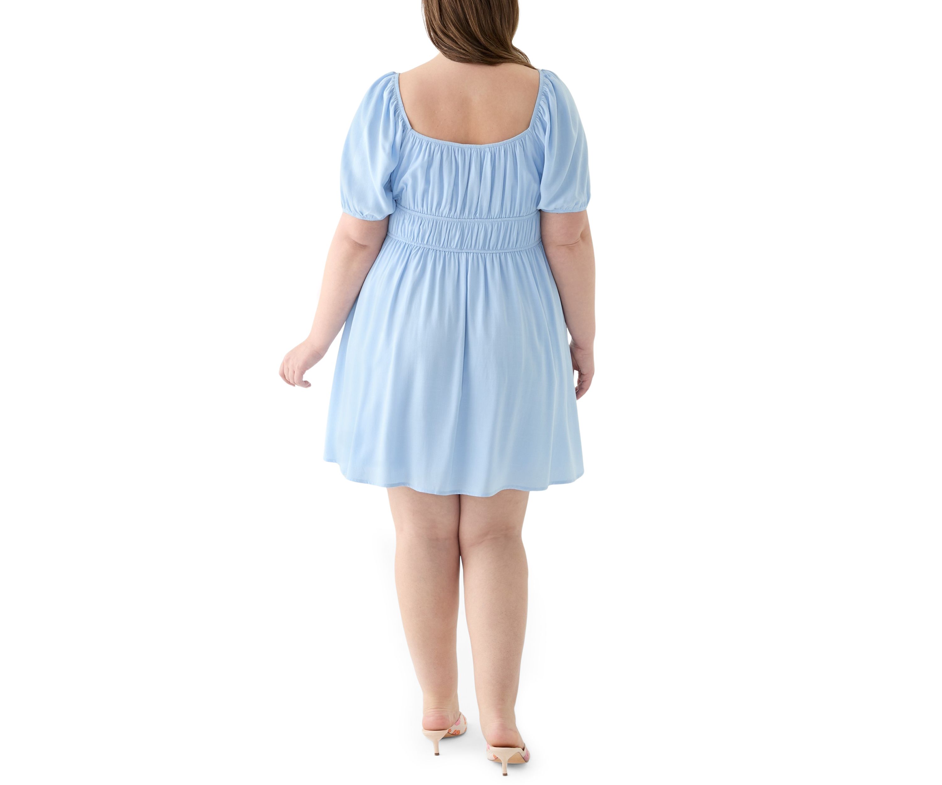 Plus Size Puff Sleeve Textured Dress