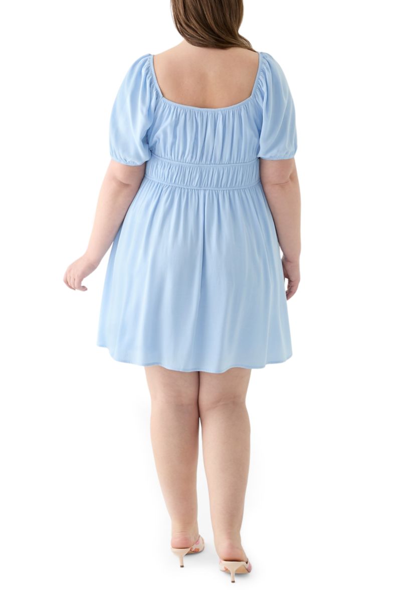 Plus Size Puff Sleeve Textured Dress