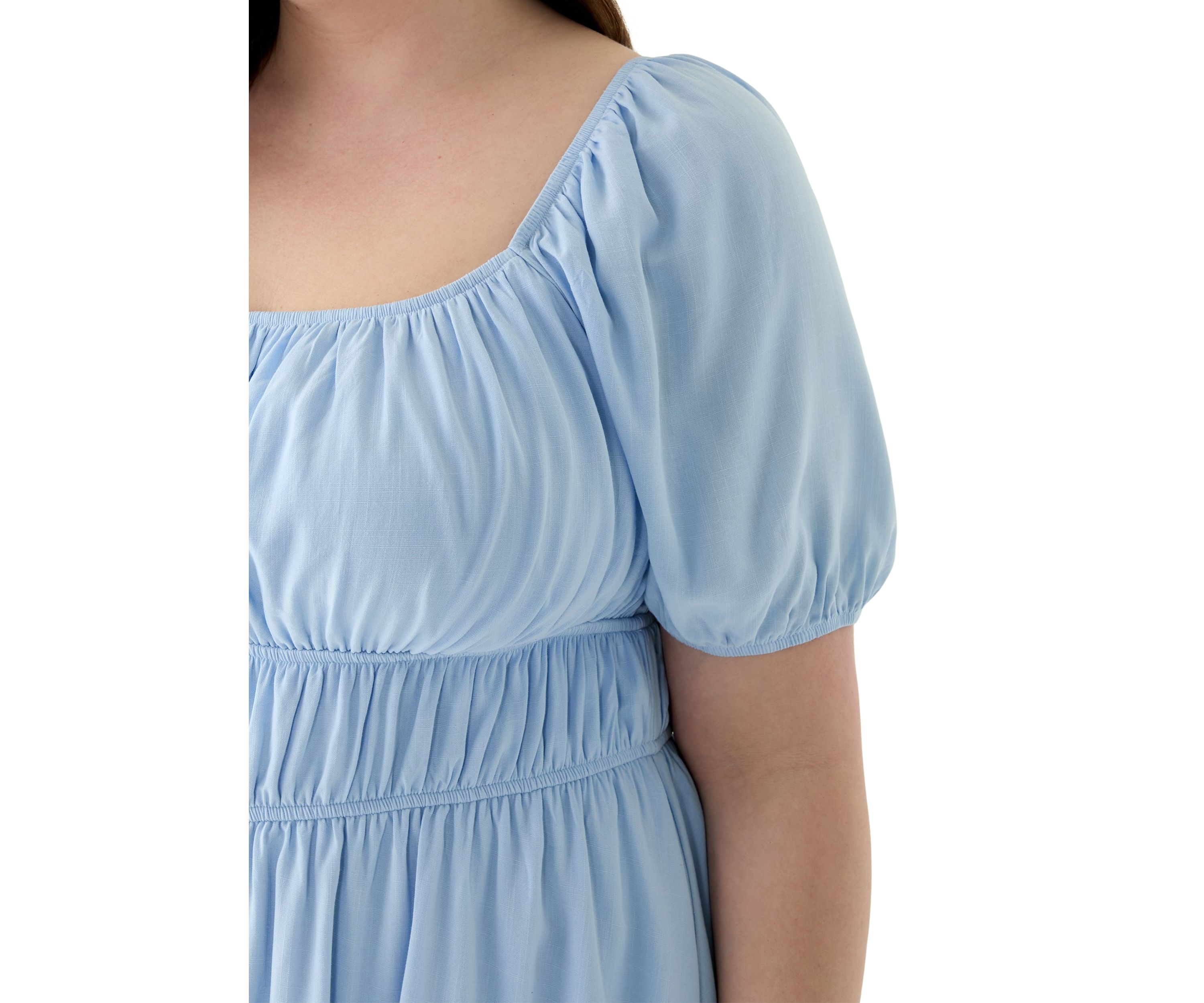 Plus Size Puff Sleeve Textured Dress