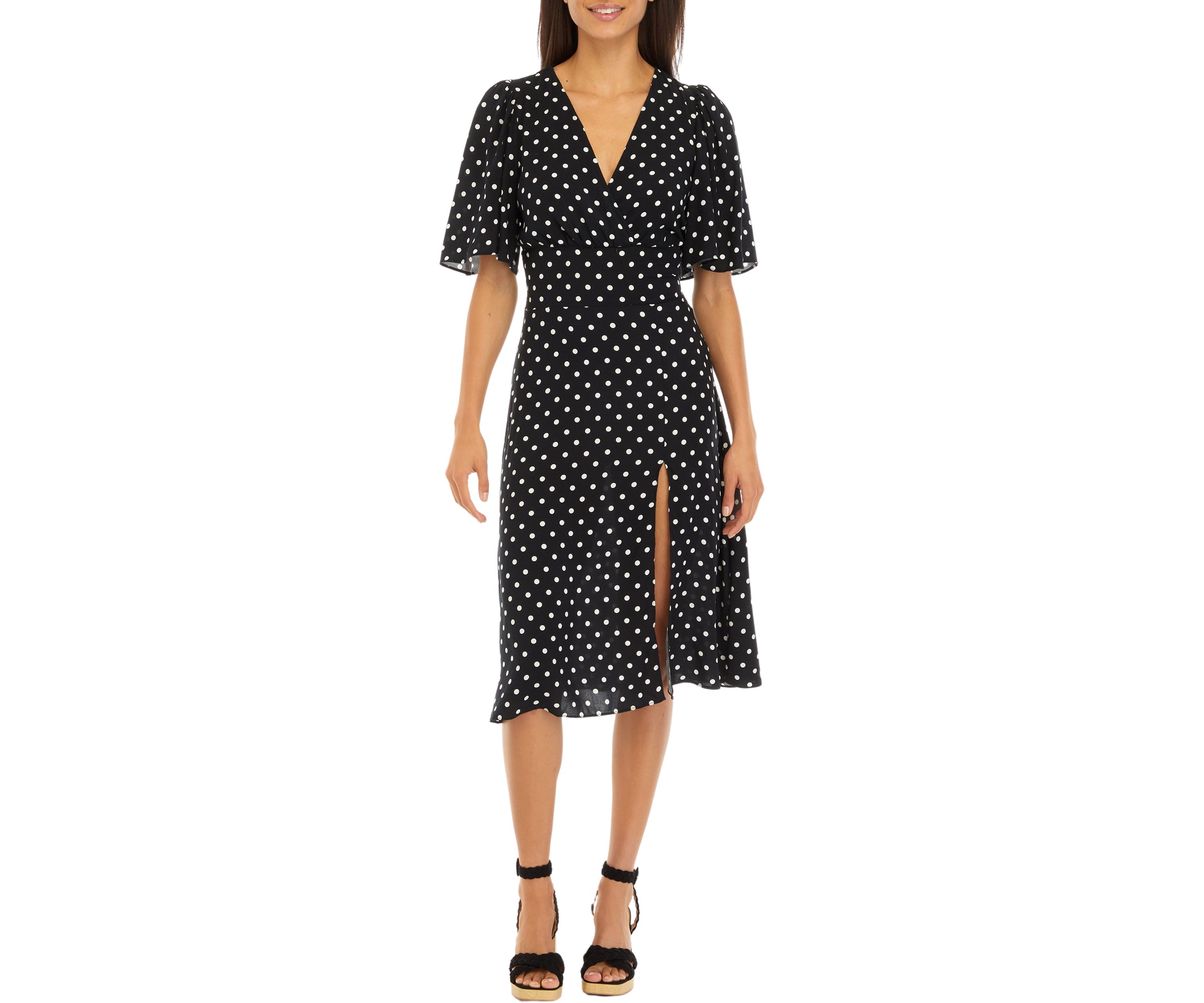 Womens Short Sleeve Flowy Midi Dress