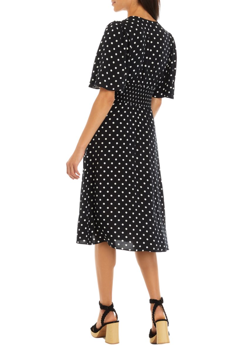 Womens Short Sleeve Flowy Midi Dress
