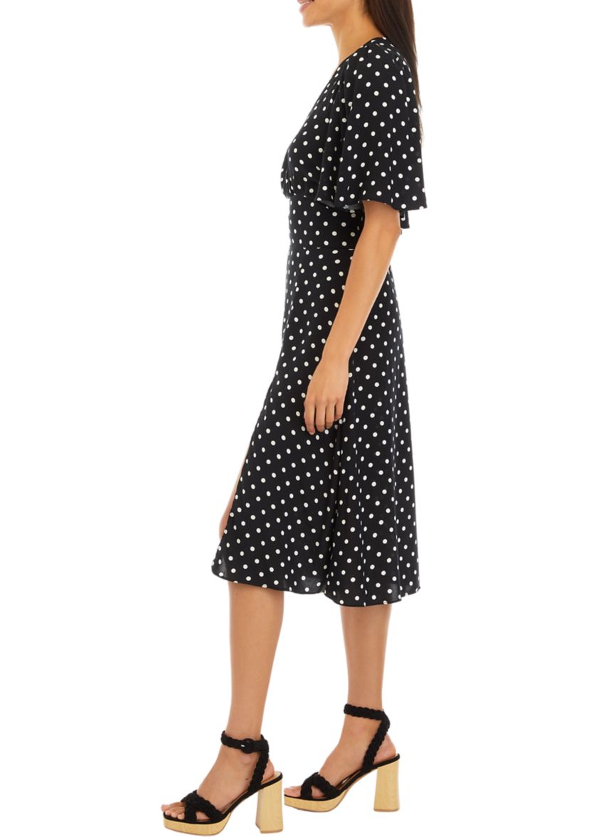 Womens Short Sleeve Flowy Midi Dress