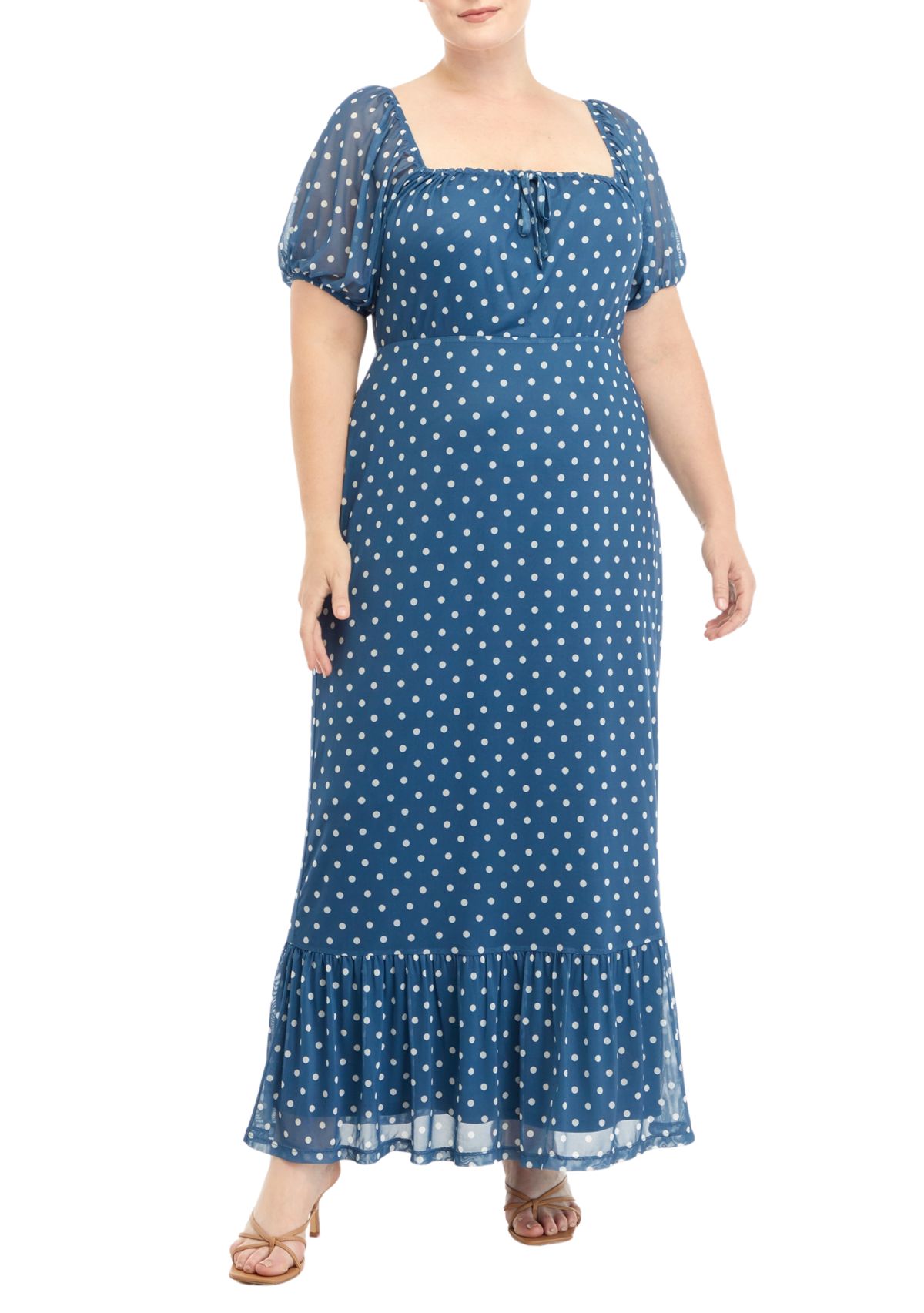 Plus Size Puff Sleeve Midi Dress