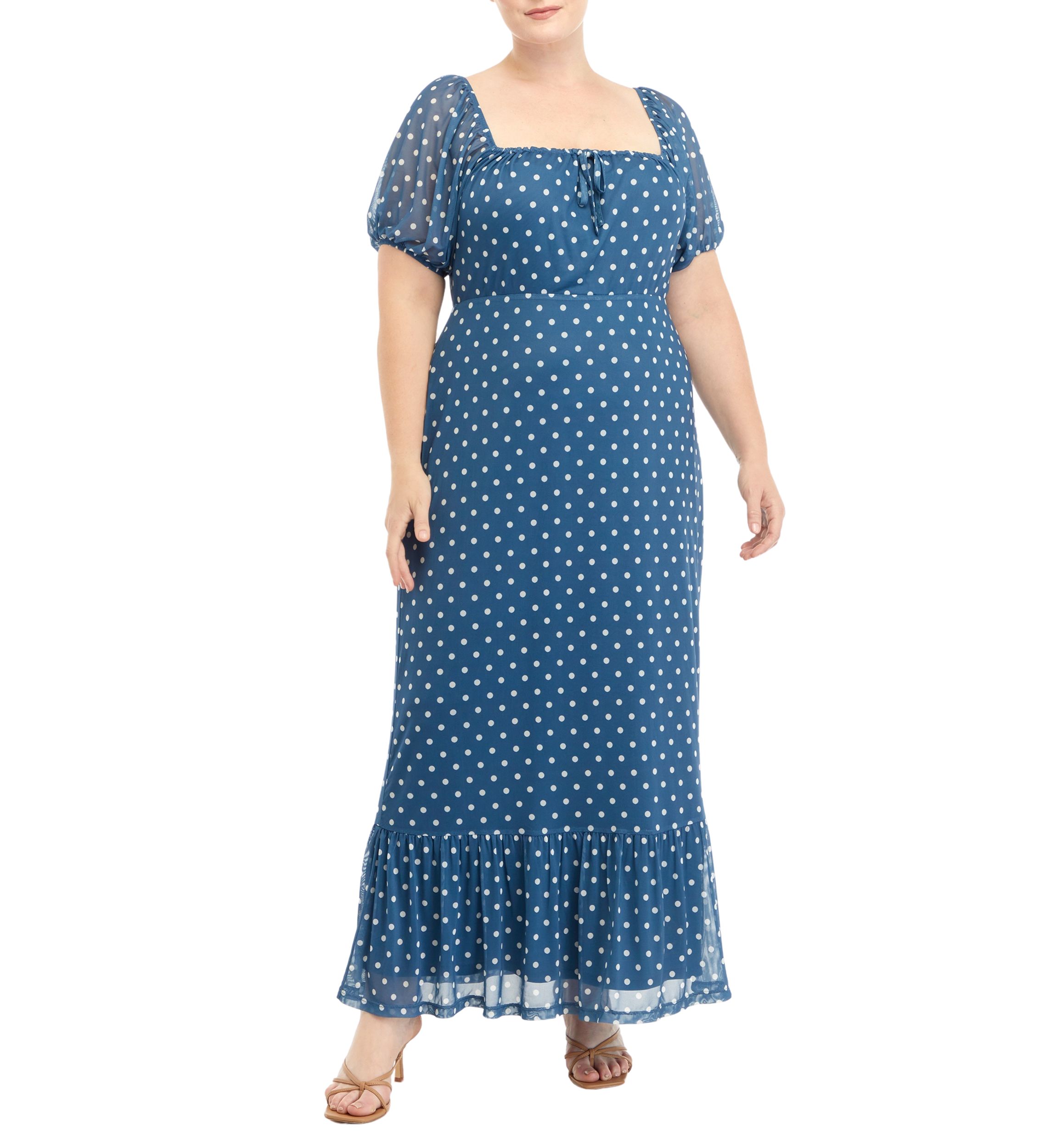 Plus Size Puff Sleeve Midi Dress