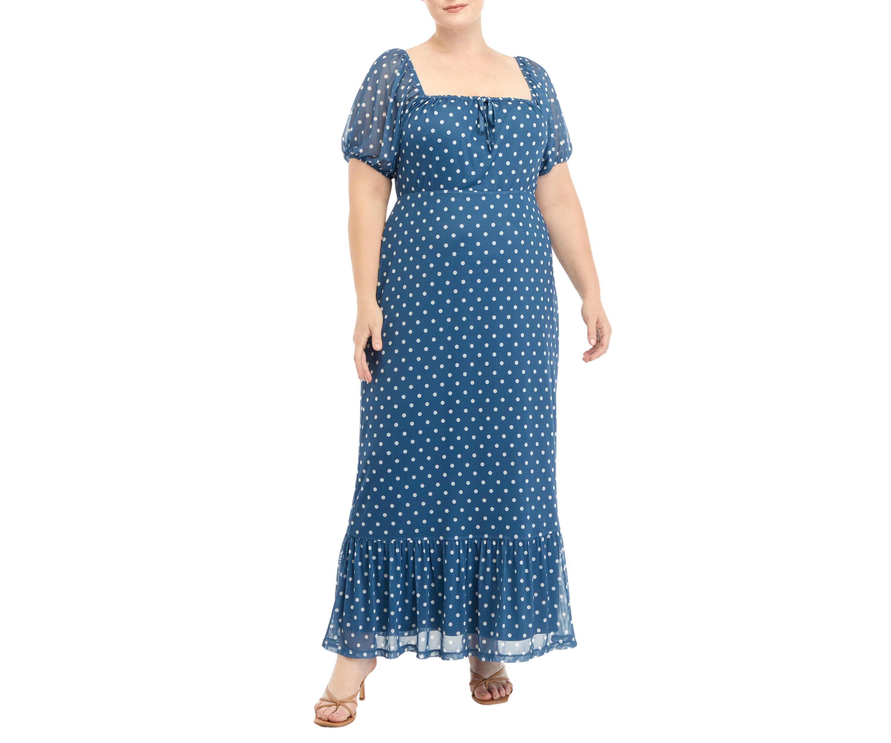 Plus Size Puff Sleeve Midi Dress