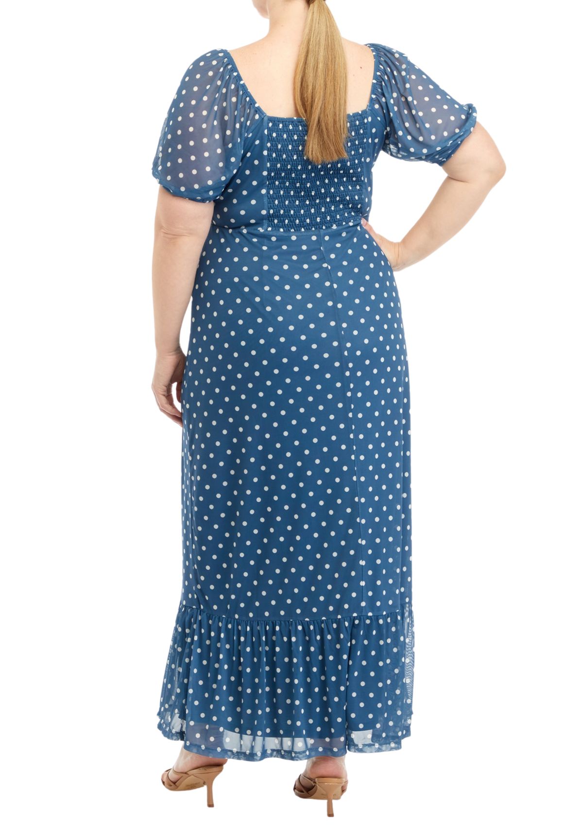 Plus Size Puff Sleeve Midi Dress