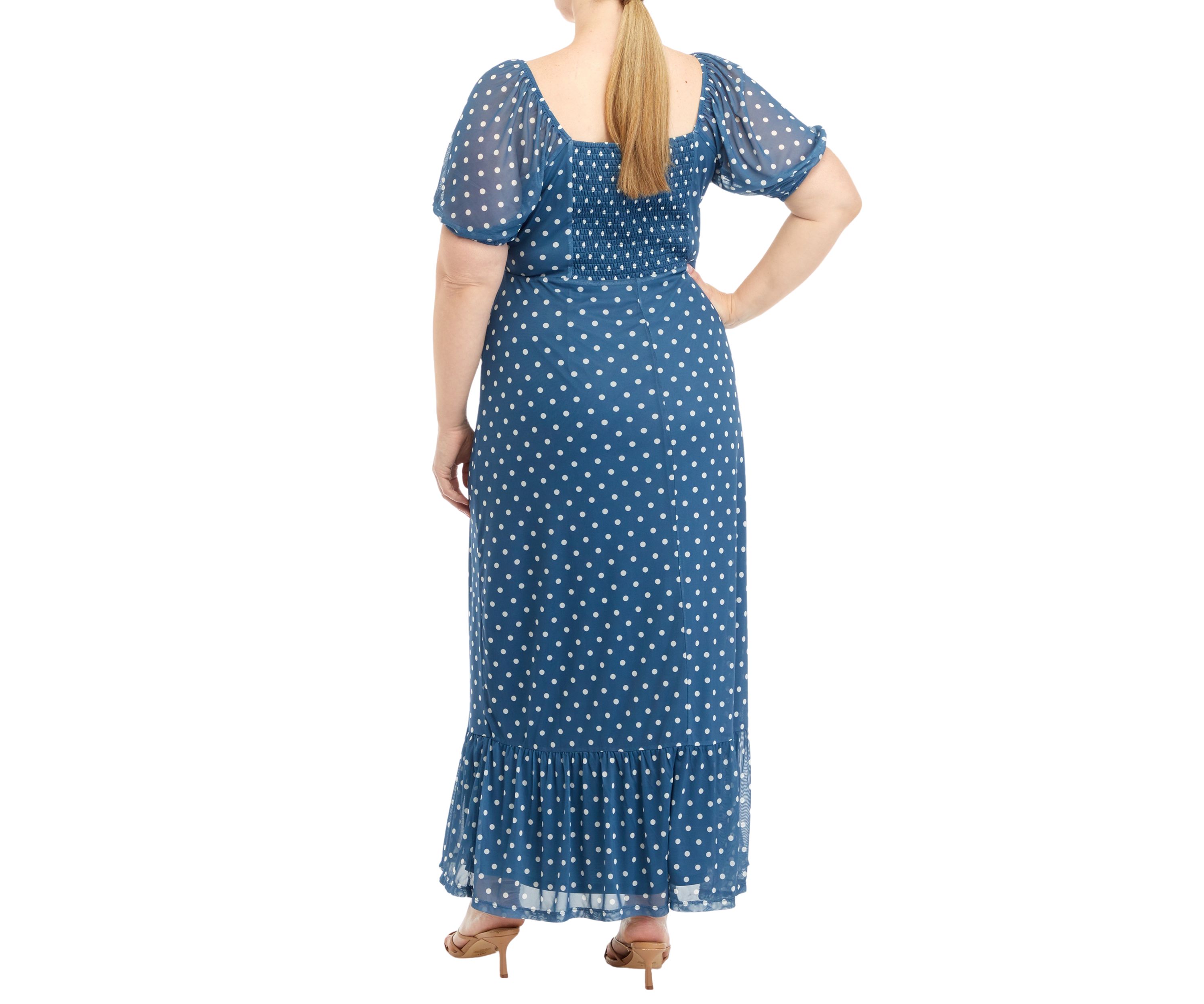 Plus Size Puff Sleeve Midi Dress