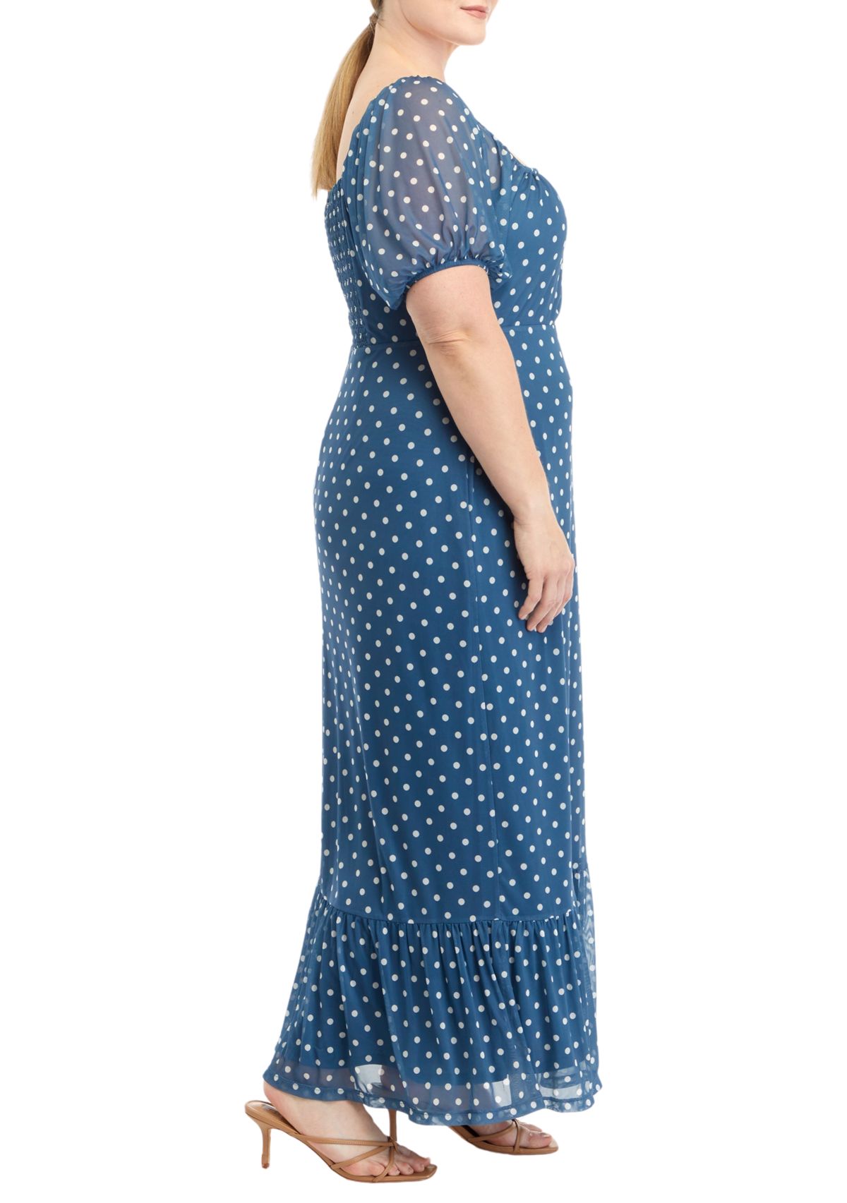 Plus Size Puff Sleeve Midi Dress
