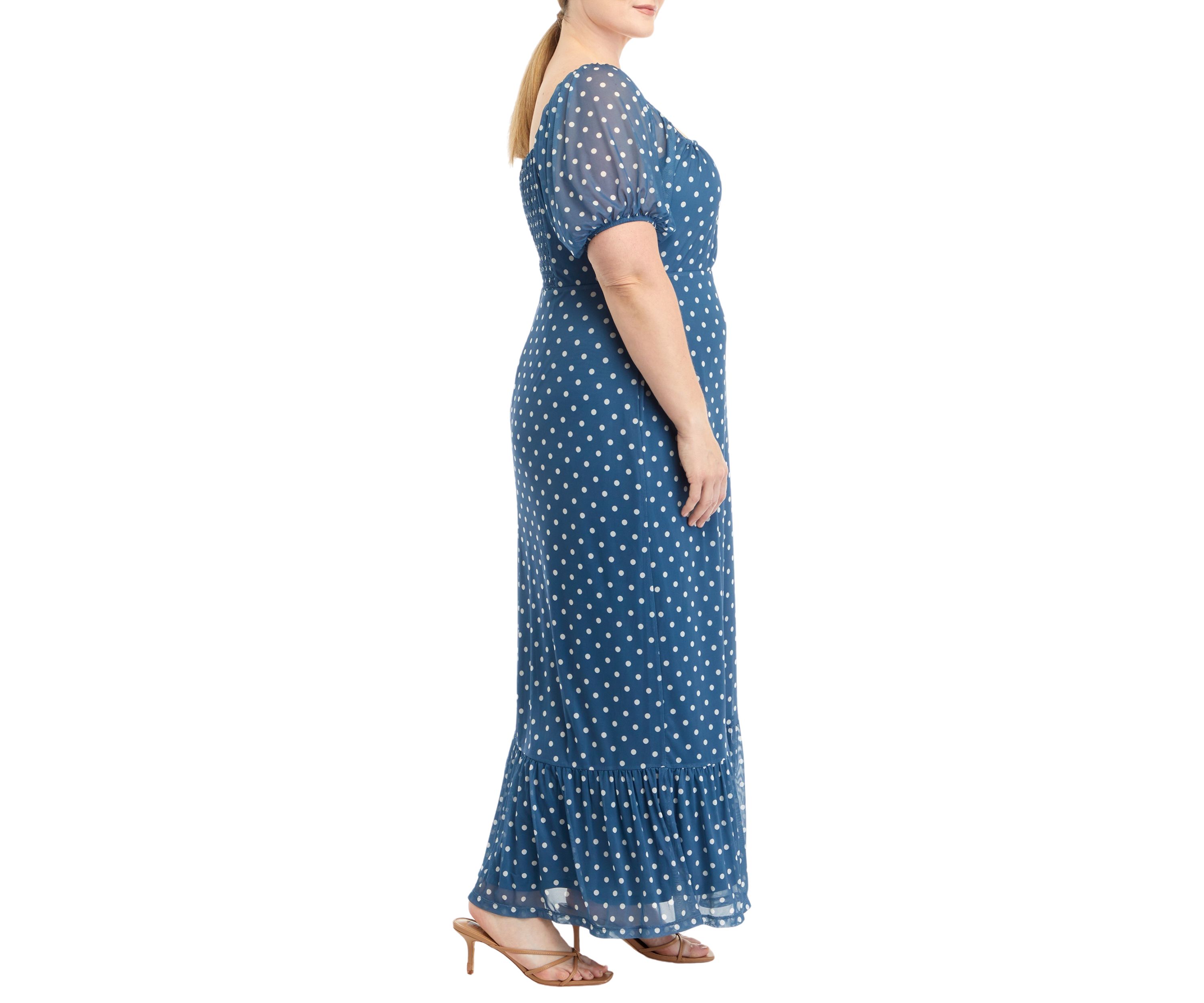 Plus Size Puff Sleeve Midi Dress