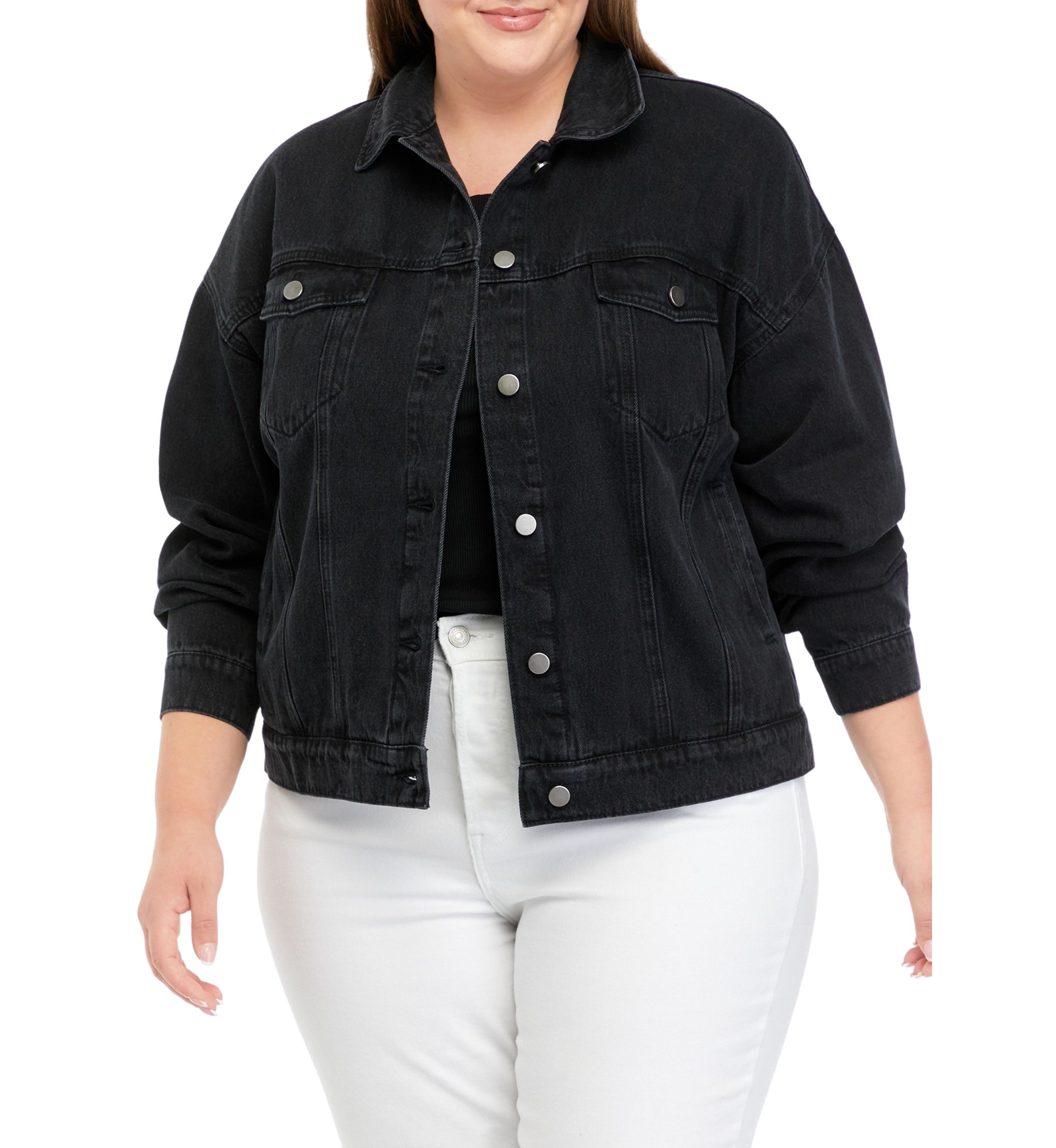 Plus Size Denim Trucker Jacket 
