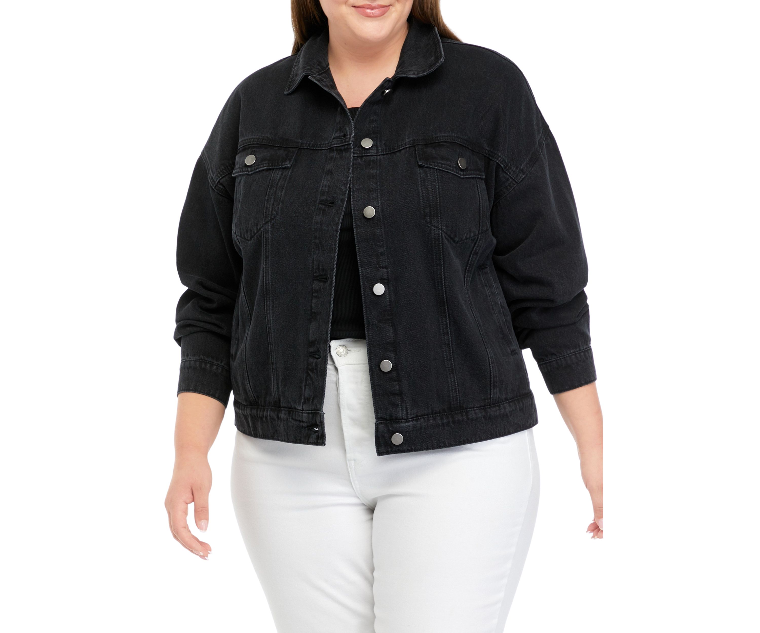 Plus Size Denim Trucker Jacket 