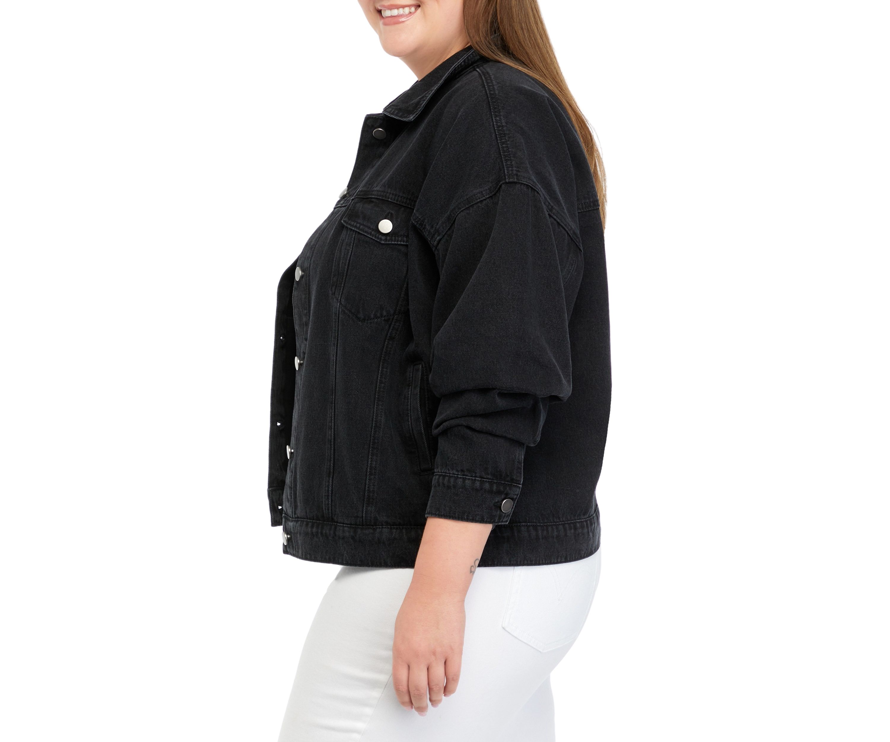 Plus Size Denim Trucker Jacket 