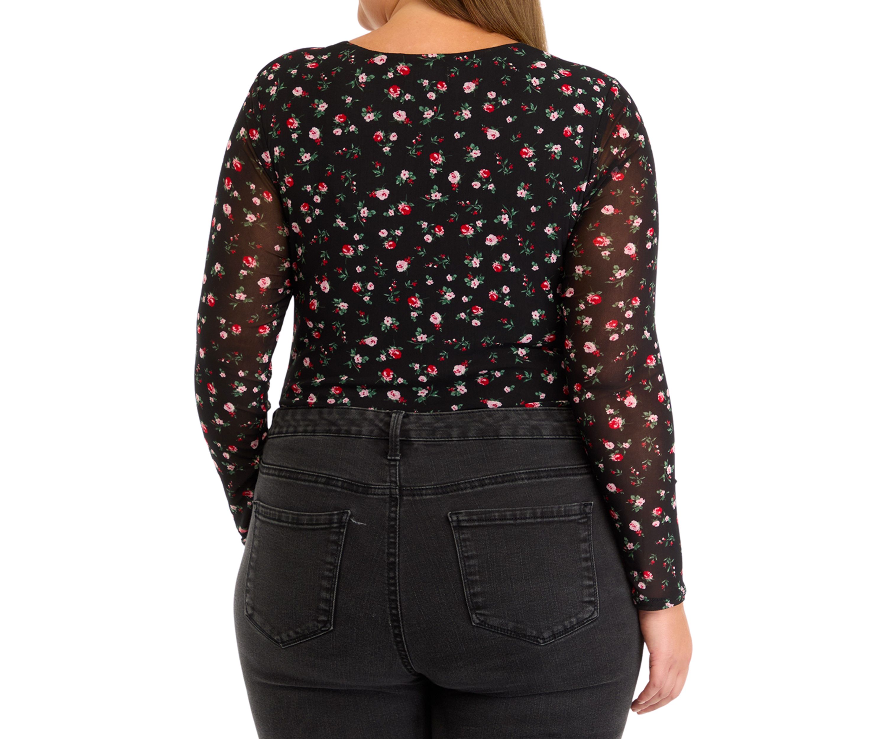 Plus Size Mesh Drape Bodysuit