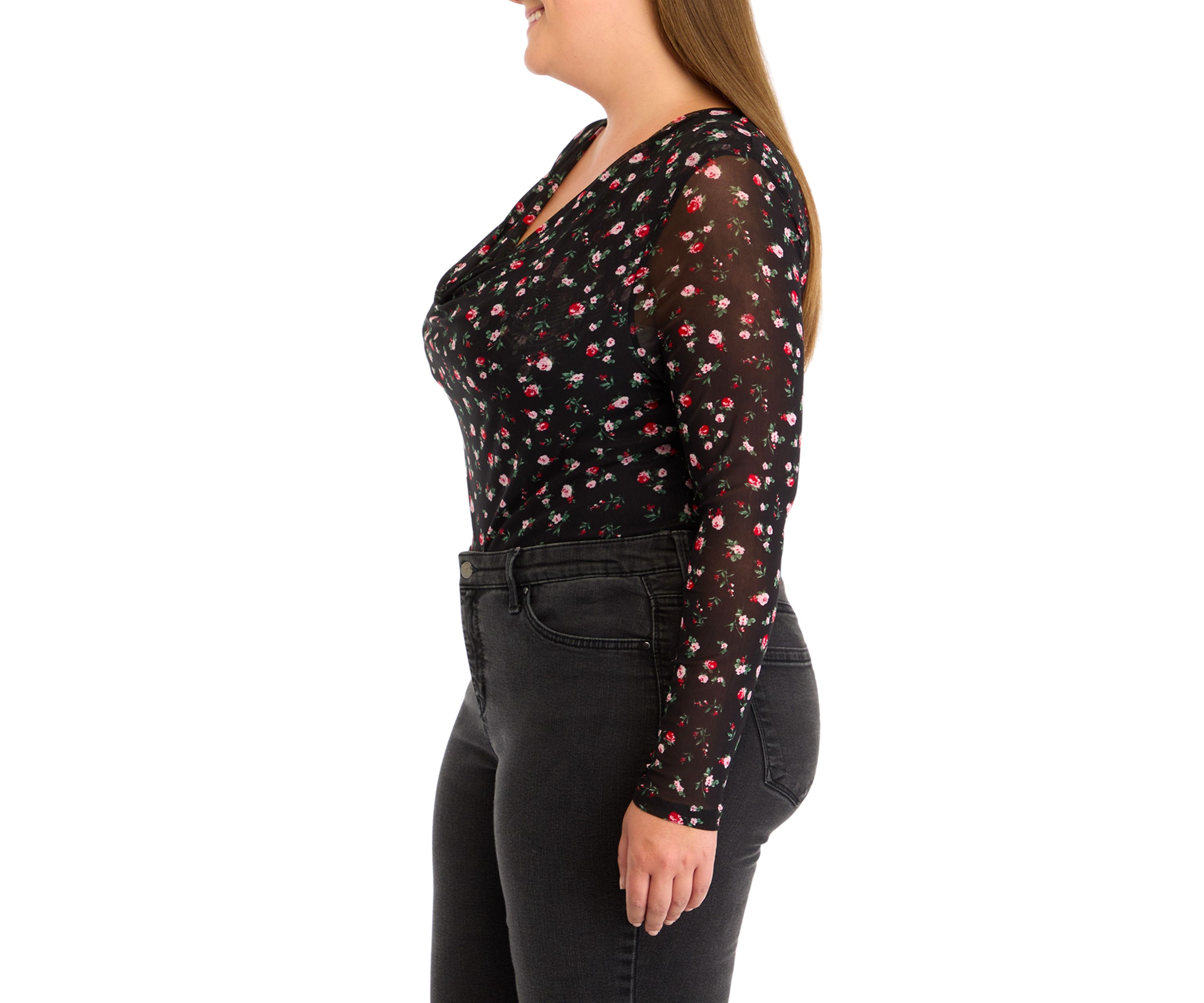 Plus Size Mesh Drape Bodysuit