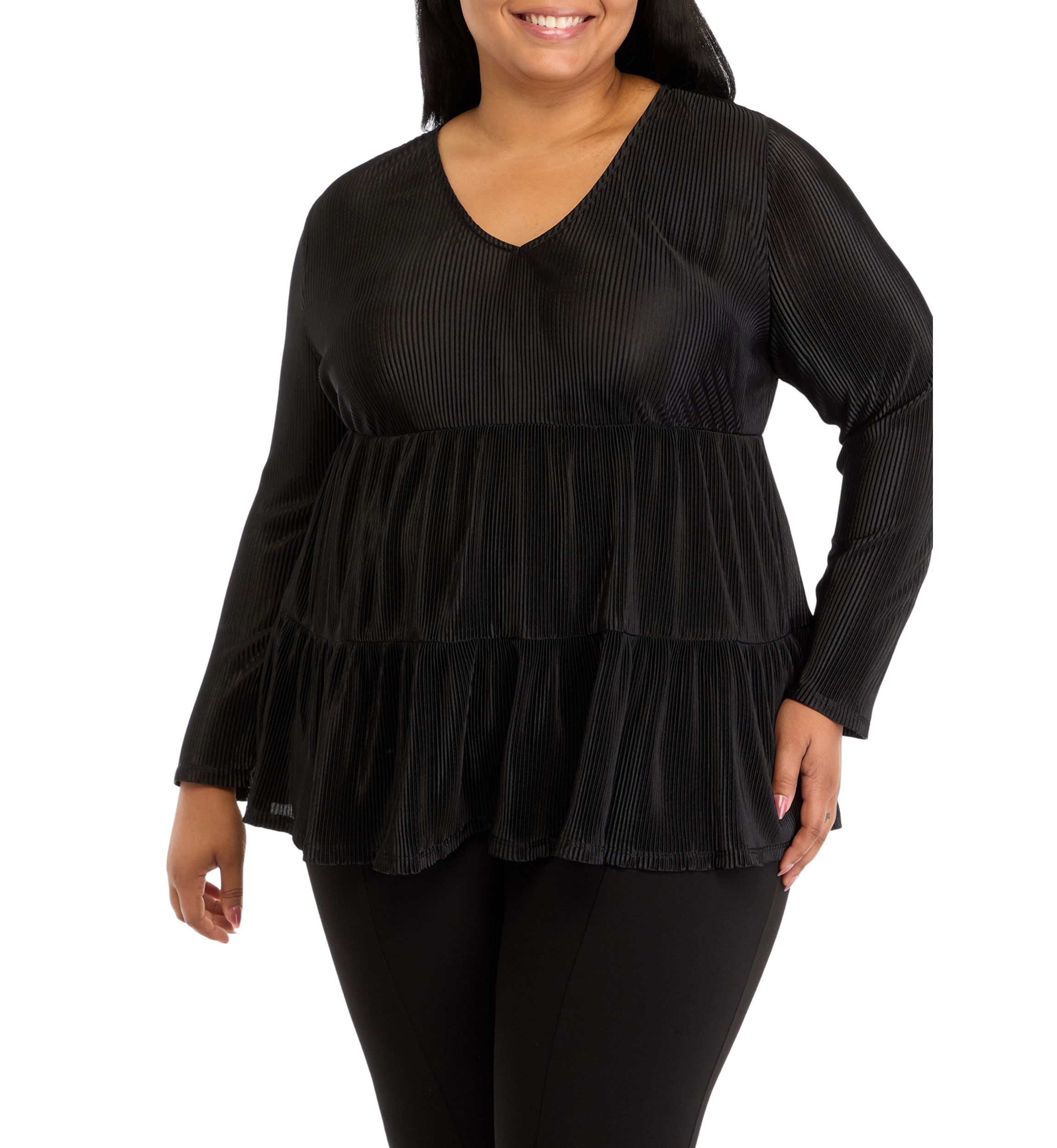 Plus Size Solid Border Top