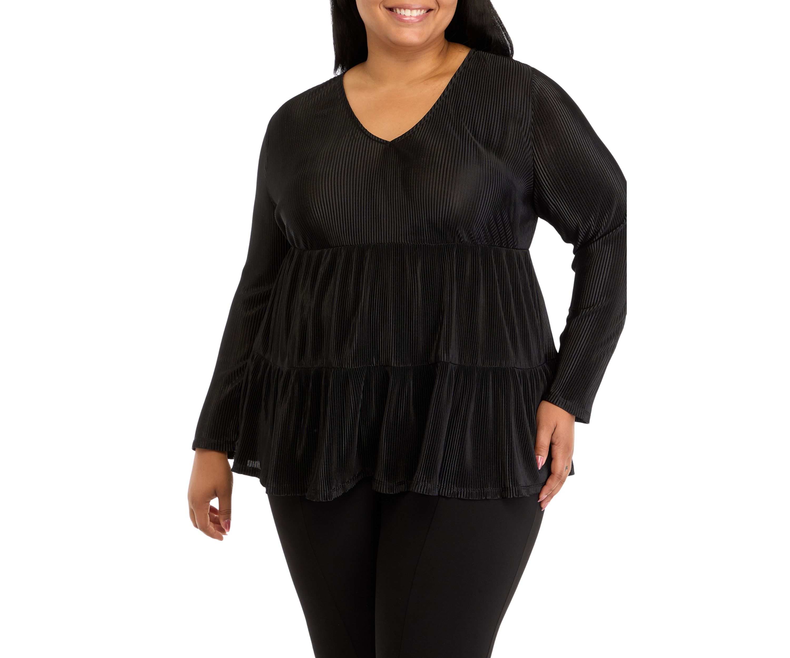 Plus Size Solid Border Top