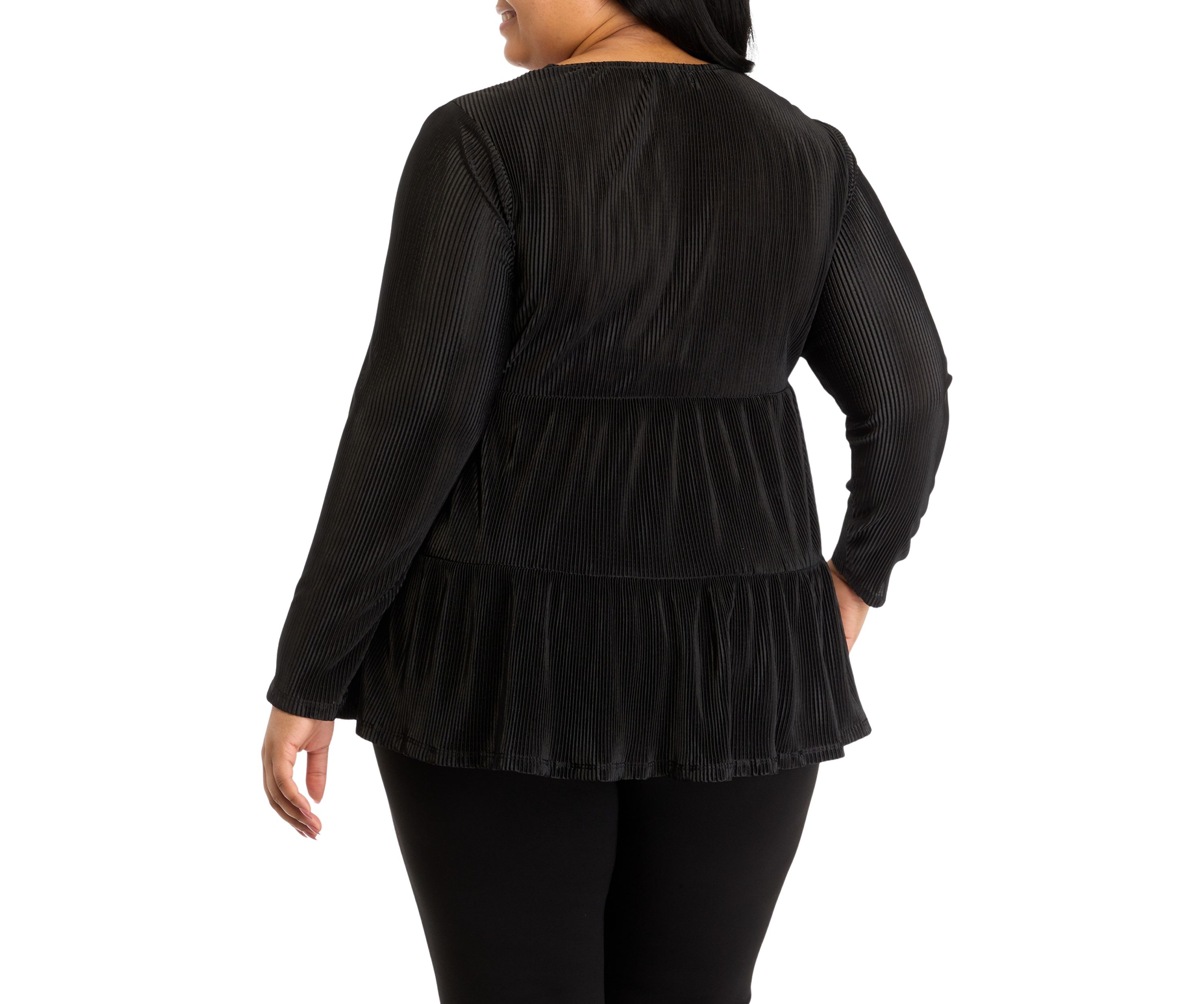 Plus Size Solid Border Top