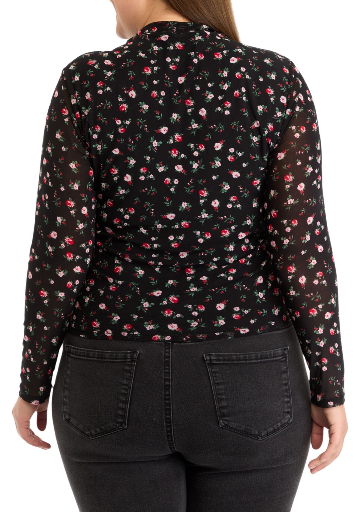 Plus Size Printed Mesh Knit Top