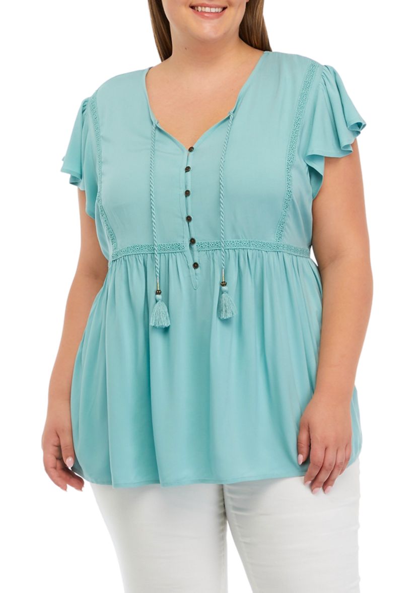 Plus Size Peasant Tunic Top