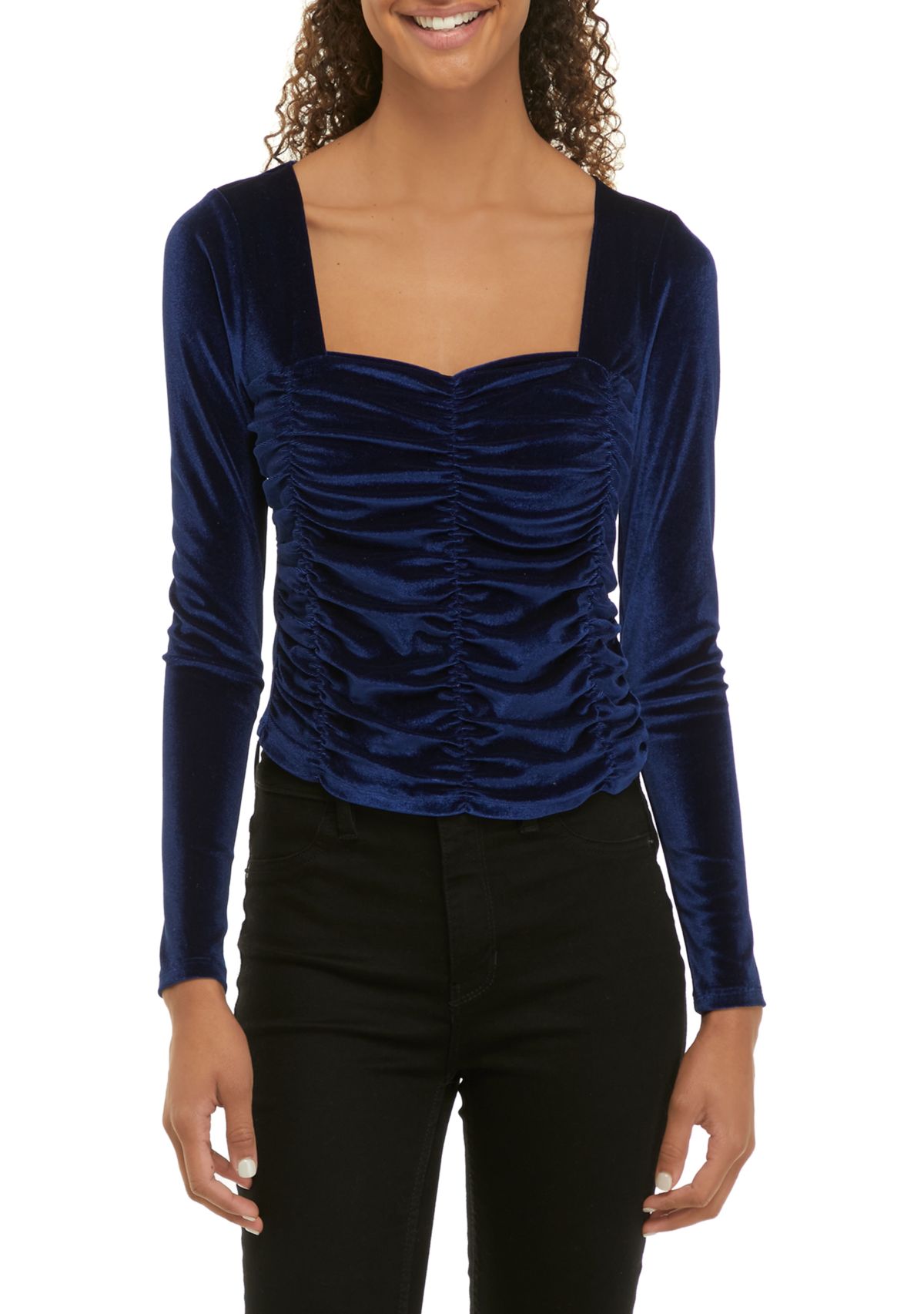 Womens  Ruched Velvet Top