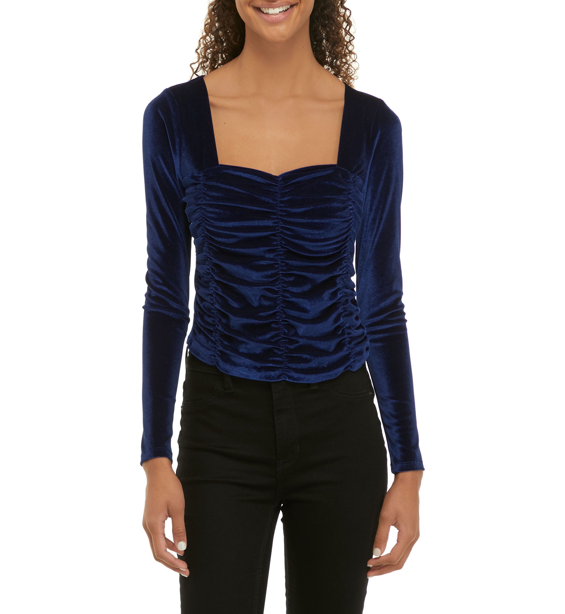 Womens  Ruched Velvet Top