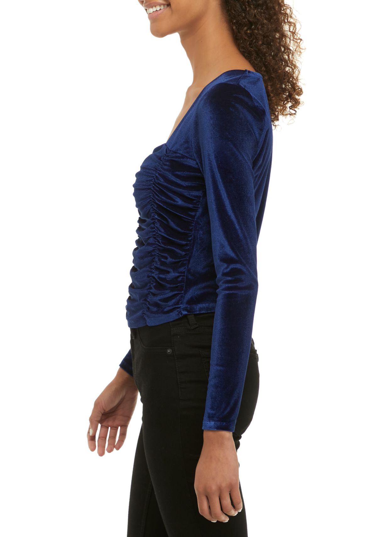 Womens  Ruched Velvet Top