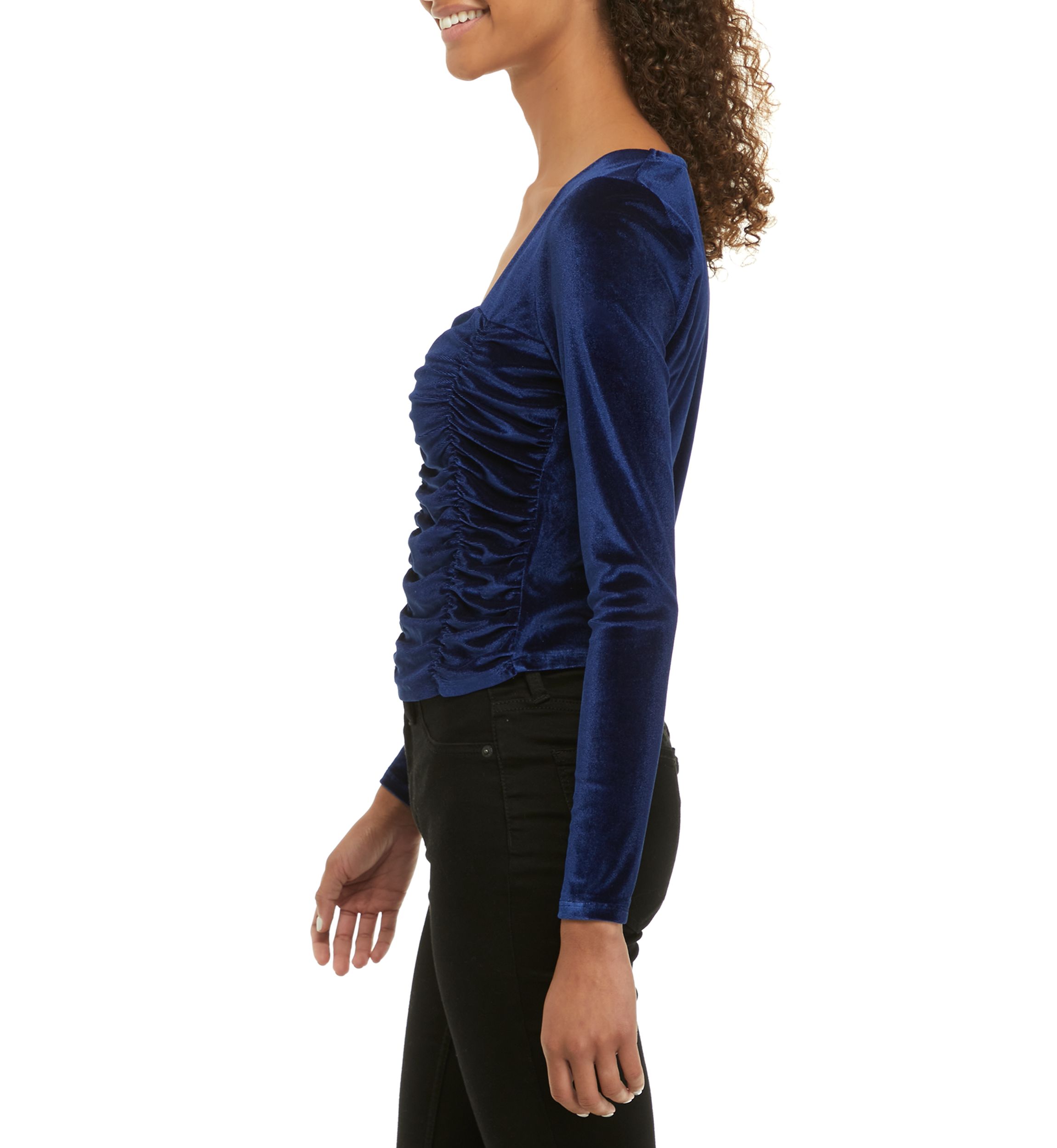 Womens  Ruched Velvet Top