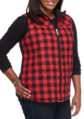 Jane Ashley Plus  Size  Buffalo  Plaid  Vest belk