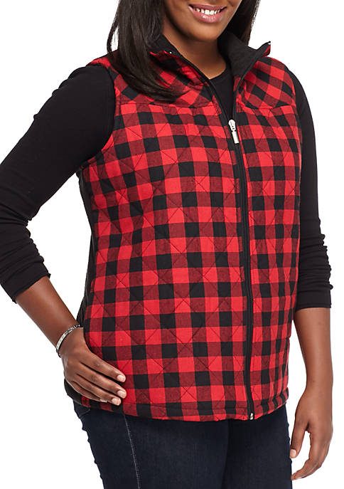 Jane Ashley Plus Size Buffalo Plaid Vest belk Jane Ashley Plus Size Buffalo Plaid Vest belk