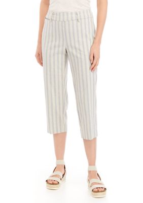 grey pants with white stripe