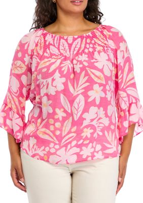 Blouse Zac & Rachel Fairy Smocked Top 2X - Lavande - Off Shoulder Boho