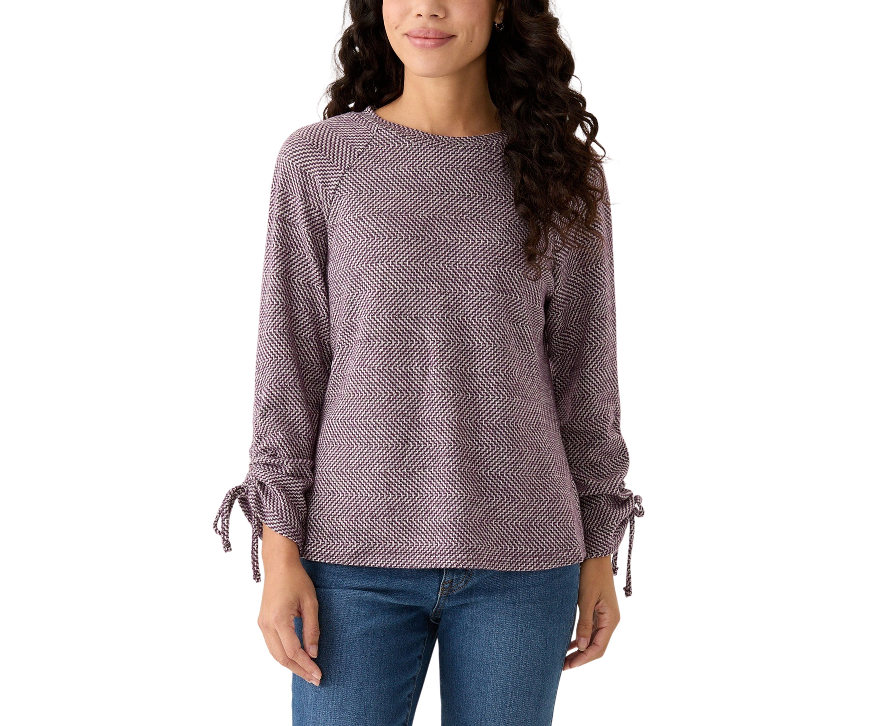 Petite Chevron Two Tone Knit Top