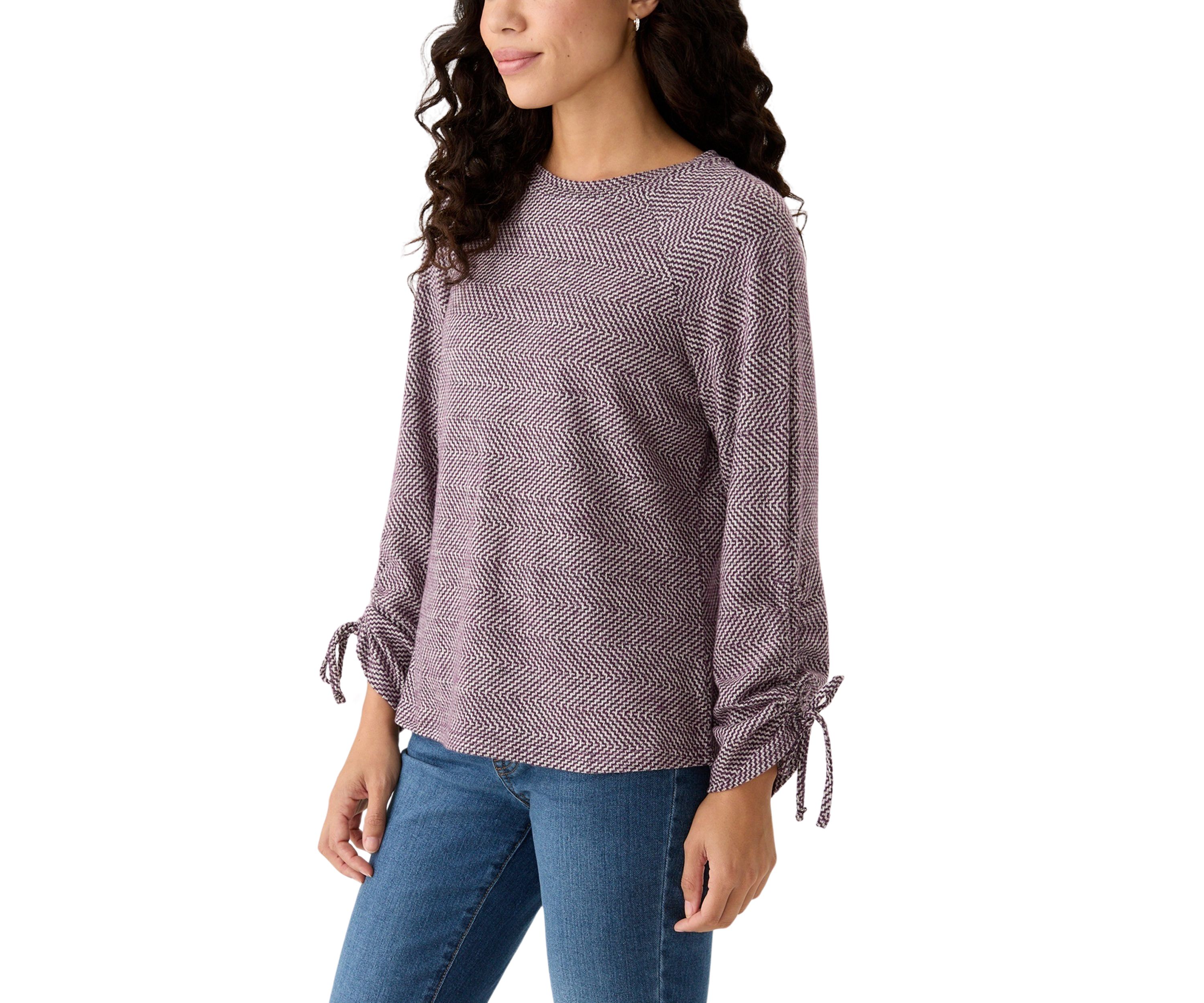Petite Chevron Two Tone Knit Top