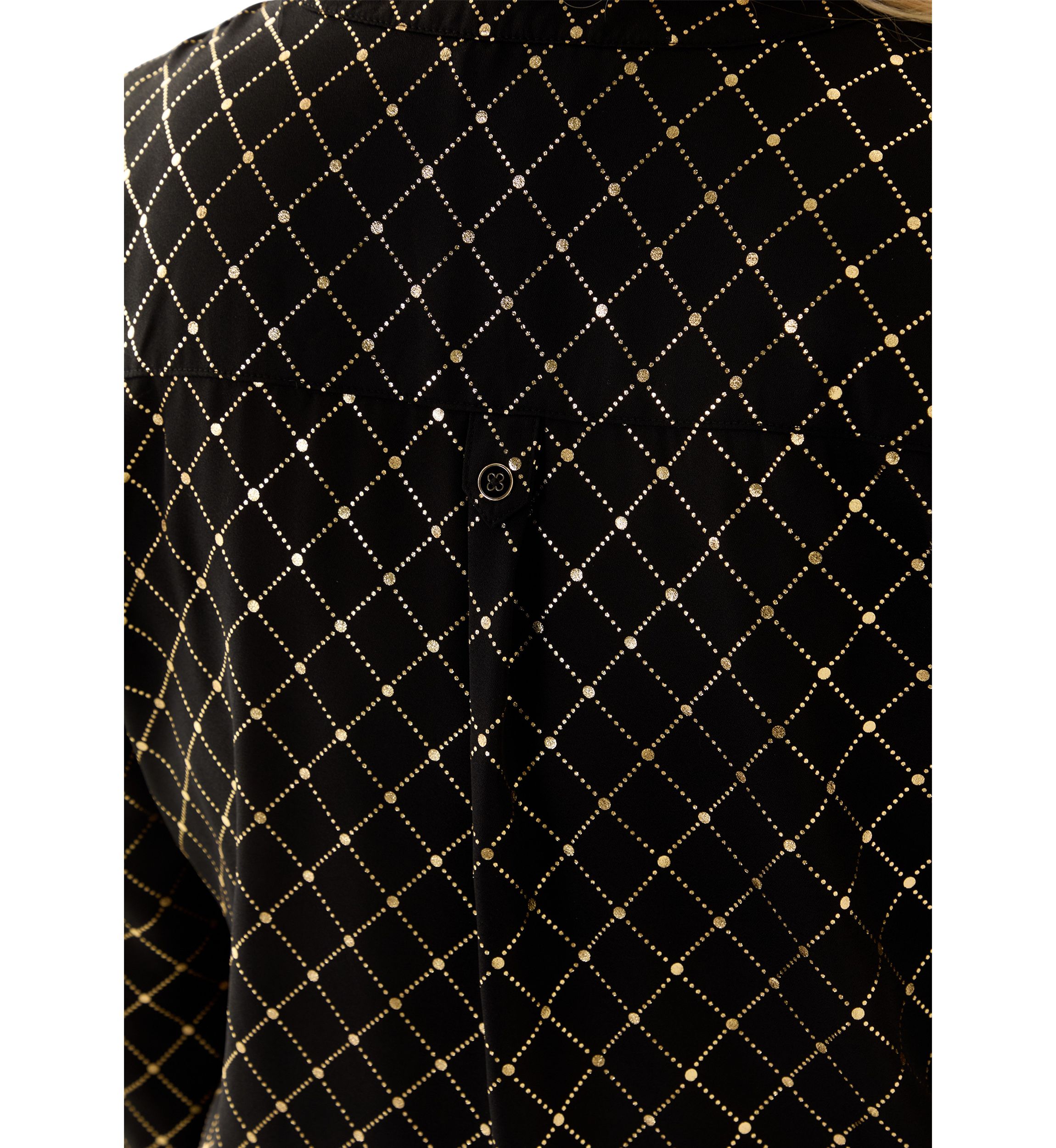 Plus Size Foil Tab Sleeve Crepe Henley Shirt 