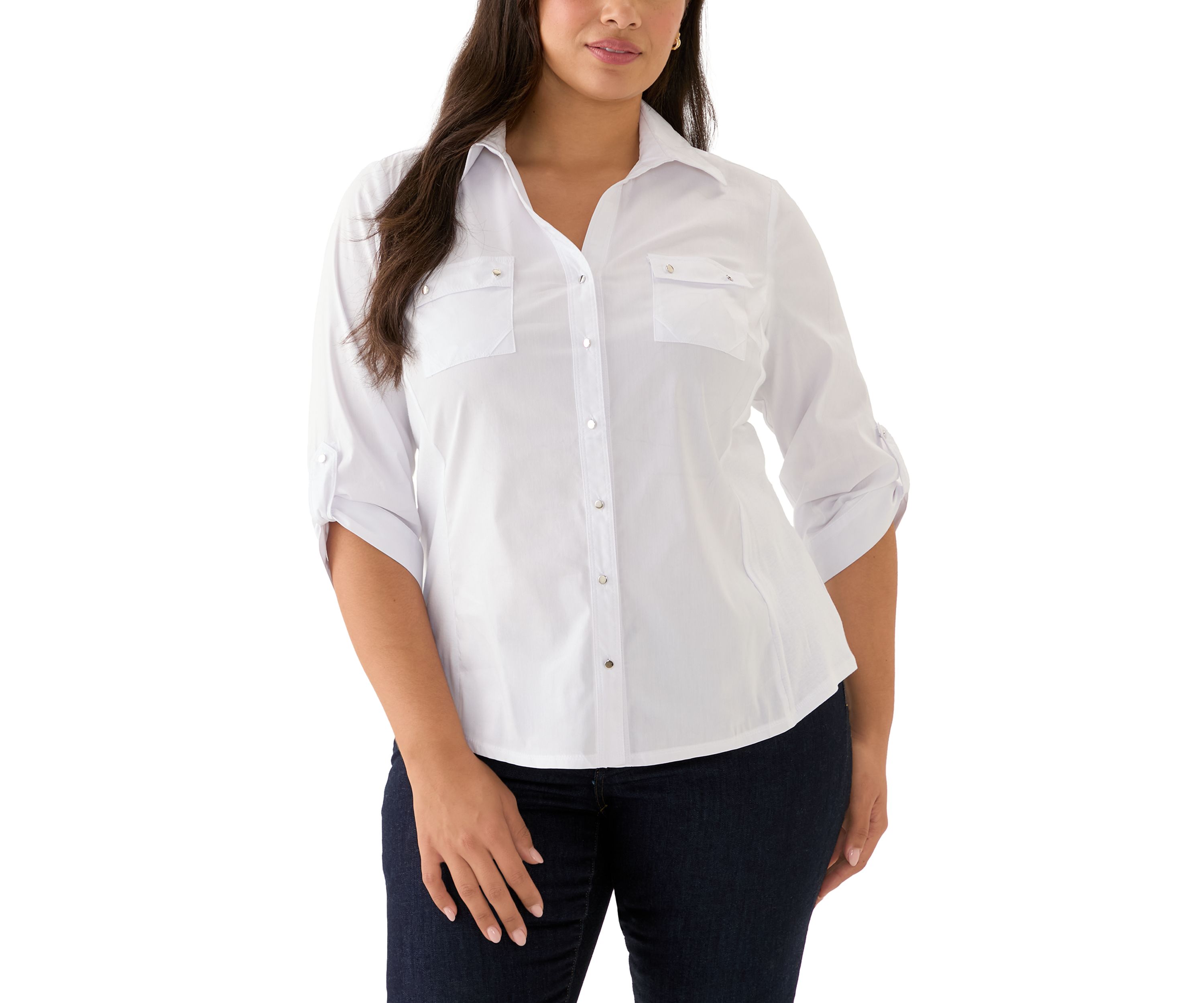 Plus Size Solid Button Down Shirt 