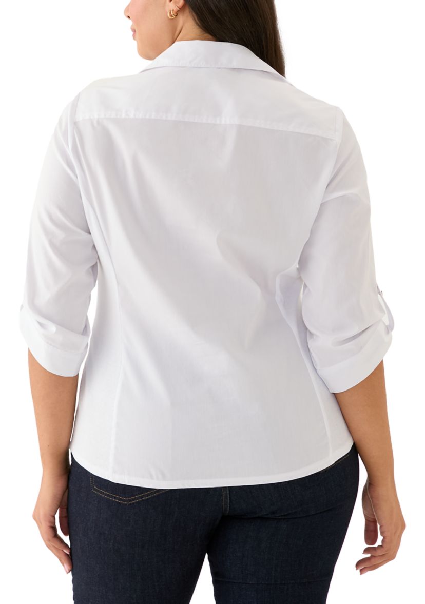 Plus Size Solid Button Down Shirt 