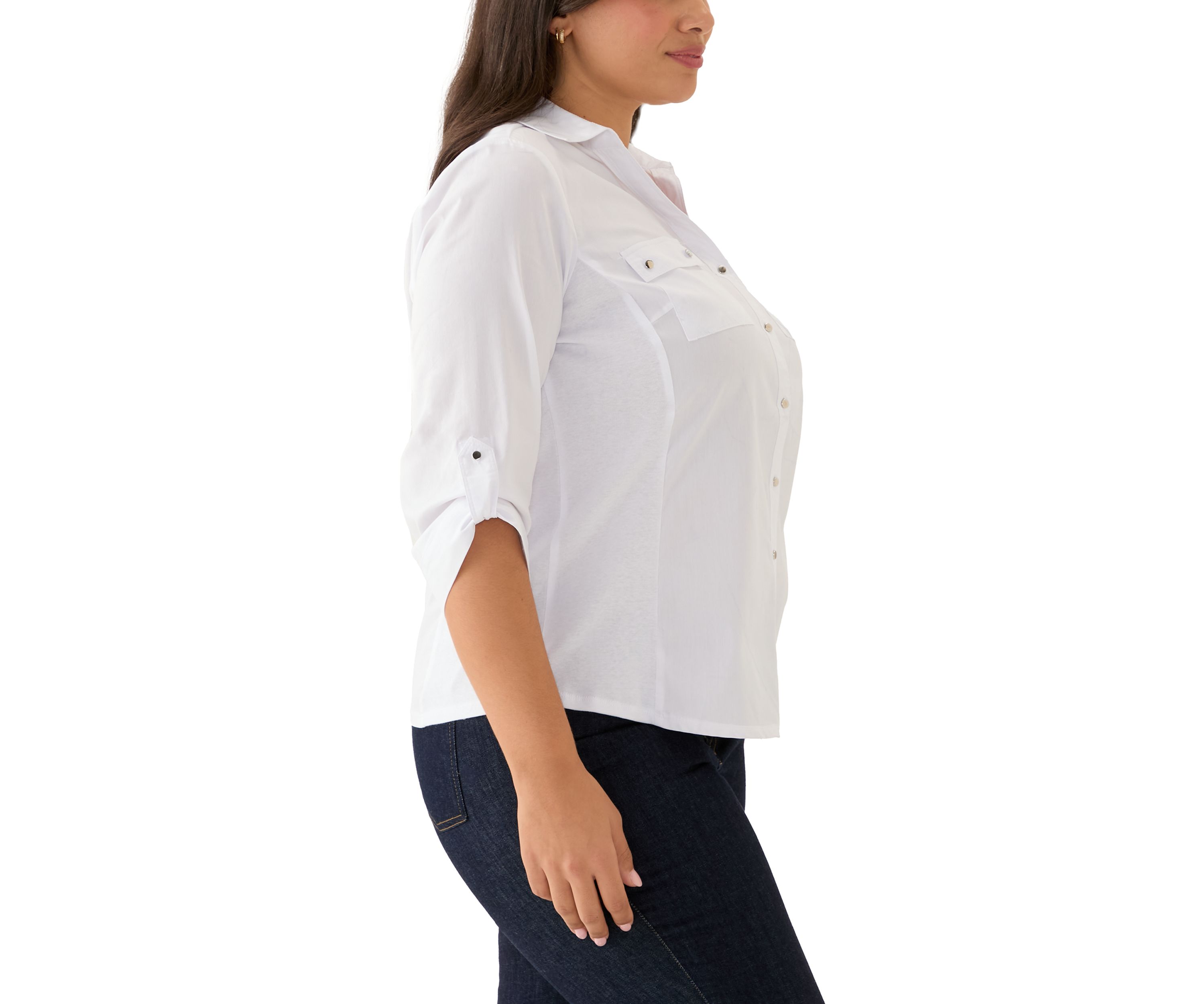 Plus Size Solid Button Down Shirt 