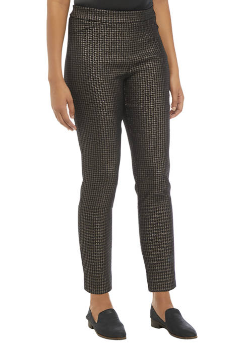 Sharagano Houndstooth Print Cropped Ankle Pants